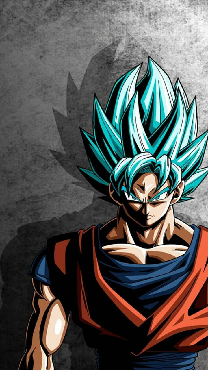 Ταπετσαρία του Μπλε Saiyan Goku μπροστά σε έναν τοίχο. — Goku Ταπετσαρία