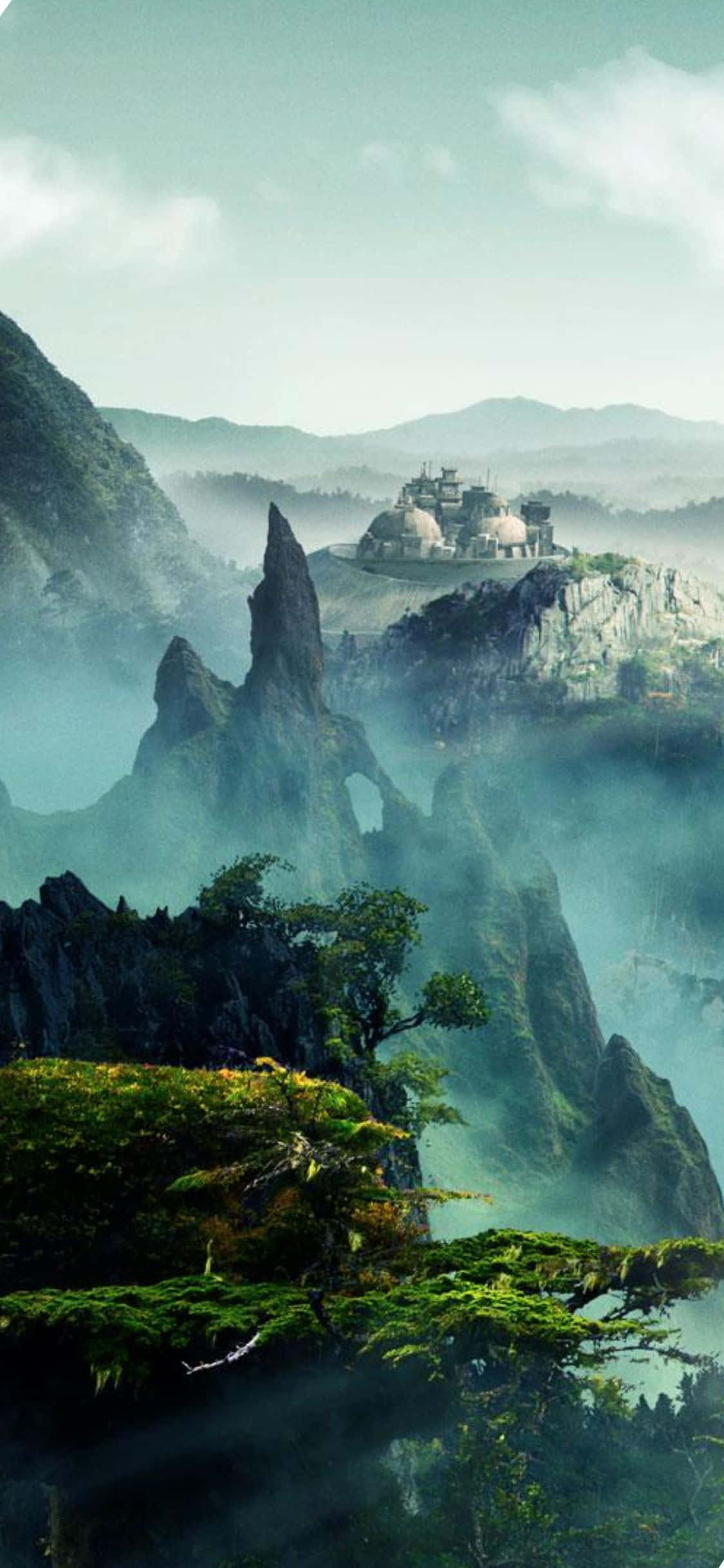 Εντυπωσιακό Φόντο iPhone XS Civilization Beyond Earth Ομιχλώδη Βουνά Ταπετσαρία