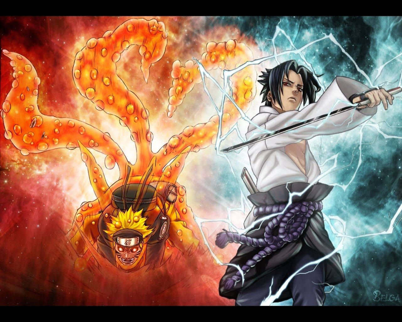 Εκπληκτικός Naruto με τον Sasuke Ταπετσαρία