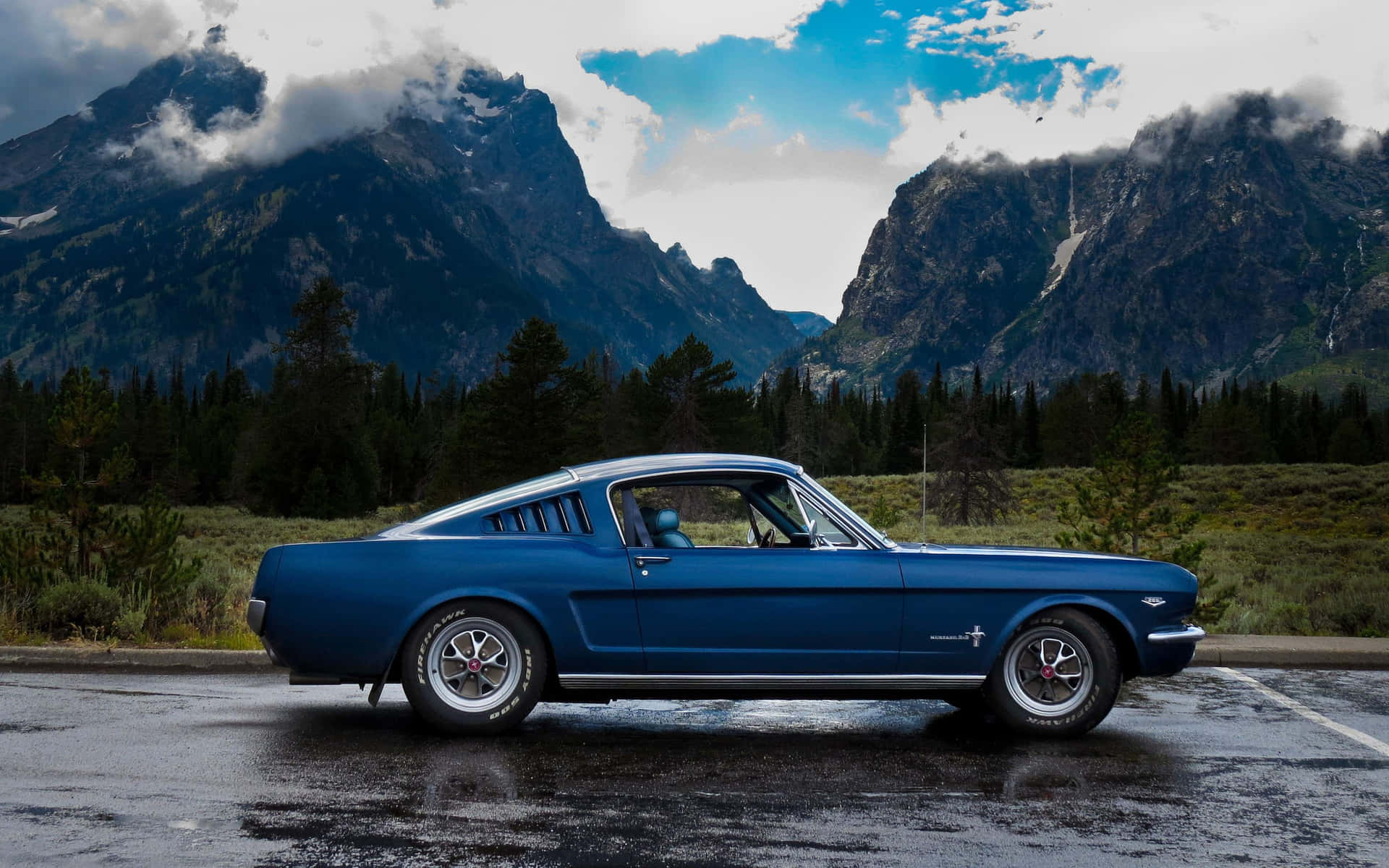 Εντυπωσιακή θέα ενός Ford Mustang Fastback του 1966 — Βουνά Ταπετσαρία