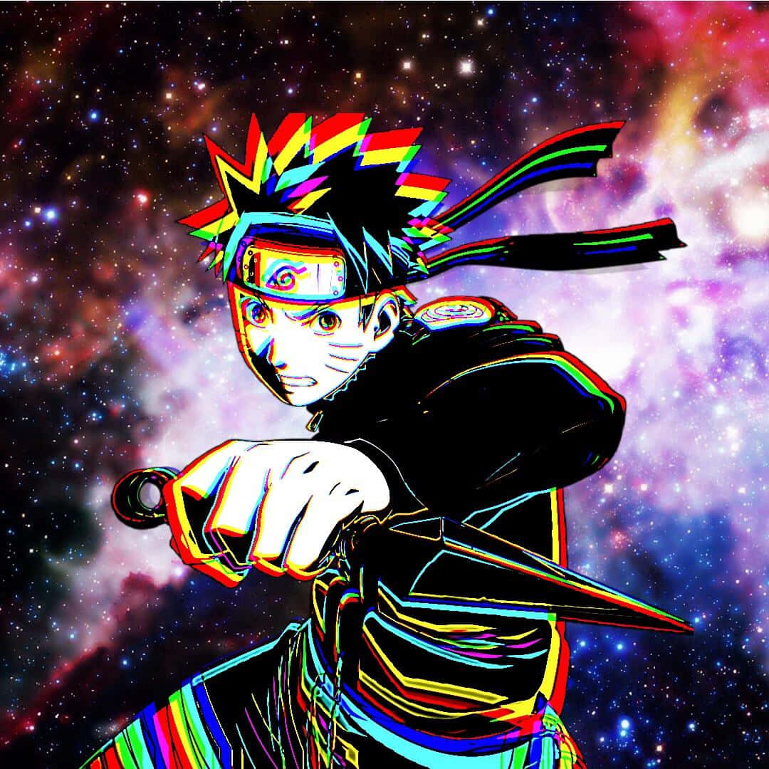 Εντυπωσιακό σχέδιο glitch art του Naruto Ταπετσαρία