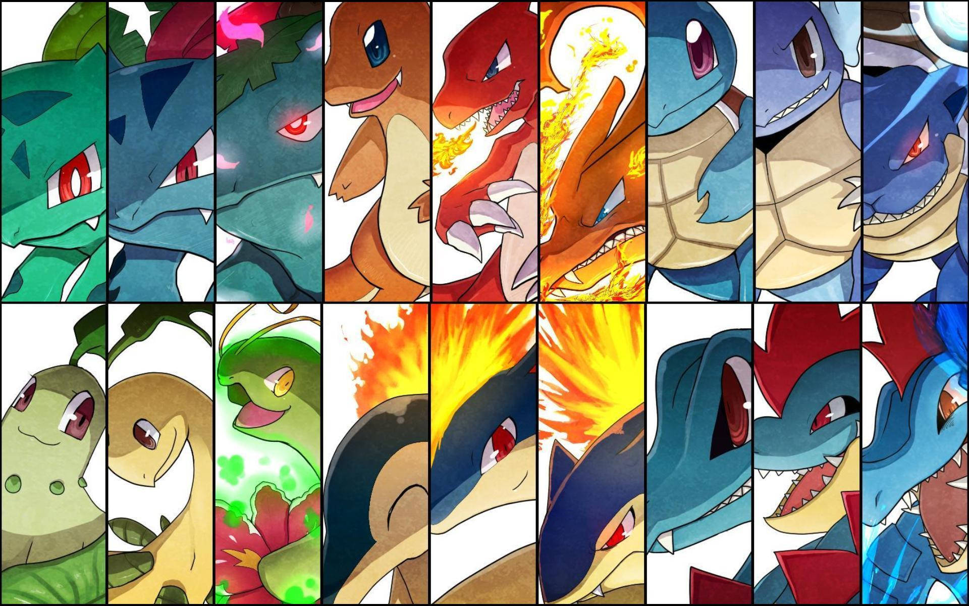 Εικόνες εξέλιξης των Bulbasaur, Charmander και Squirtle. — Pokemon Ταπετσαρία