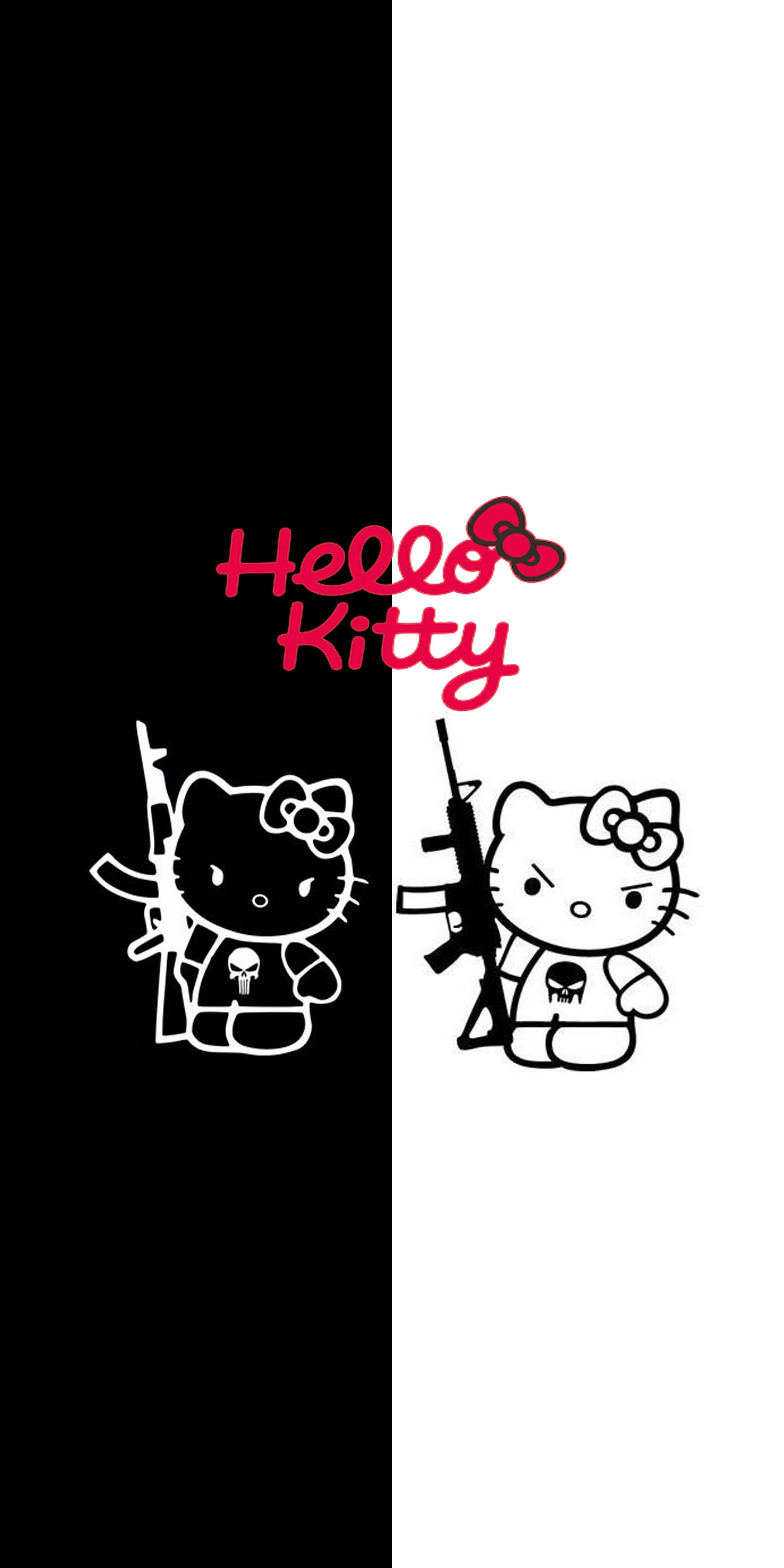 Εξαγριωμένη άσπρη και μαύρη Hello Kitty Ταπετσαρία