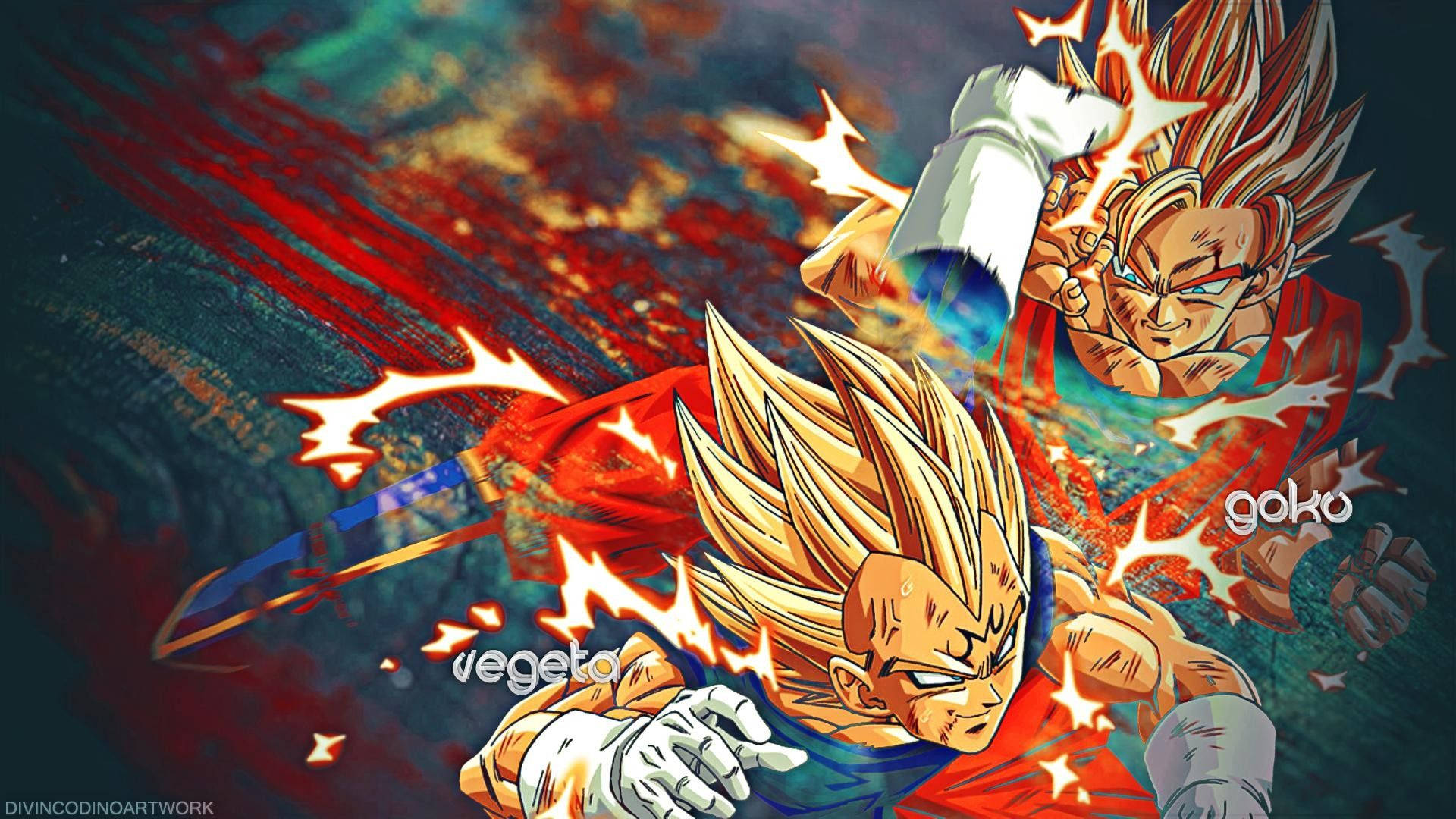 Dragon Ball Z San Goku και Vegeta να πολεμούν, οι χαρακτήρες anime super saiyans. — Dragon ball super GIF Ταπετσαρία