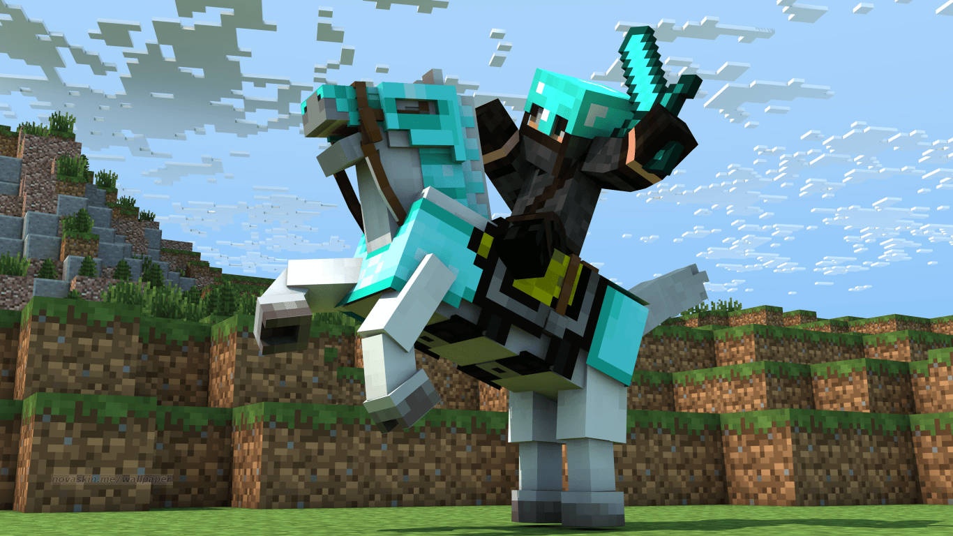 Ταπετσαρία Minecraft 3D με θωρακισμένο ιππότη νίντζα — Minecraft Ταπετσαρία