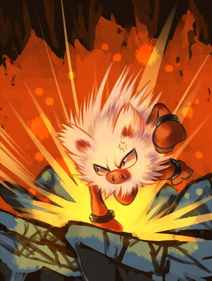 Επιθετικό Primeape Pokemon ρίχνει γροθιά Ταπετσαρία