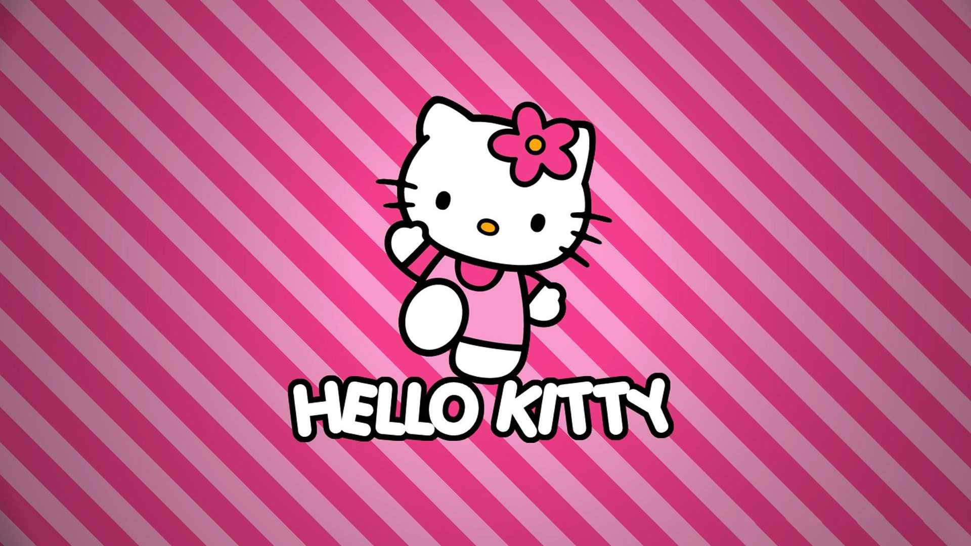 Επιφάνεια εργασίας Sanrio Hello Kitty με ροζ ρίγες Ταπετσαρία