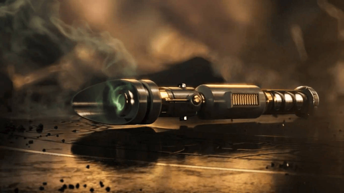 Ταπετσαρία Star Wars ενός όπλου που απελευθερώνει καπνό σε ένα τραπέζι — Star Wars Ταπετσαρία
