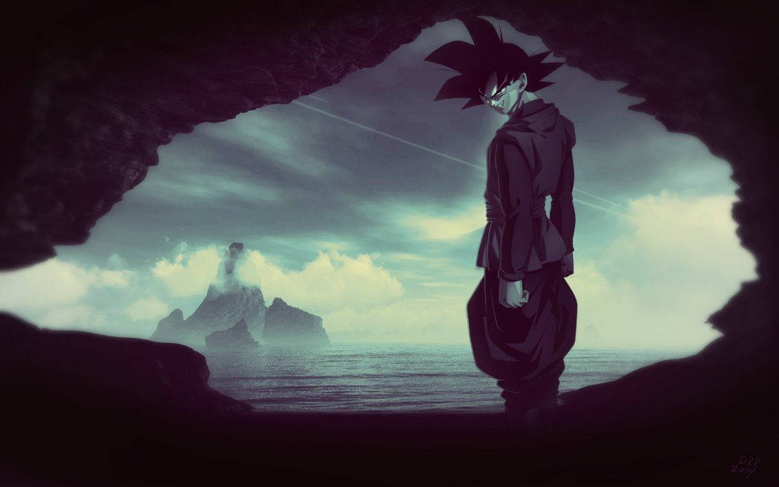 Ταπετσαρία Goku σε ασπρόμαυρο τοπίο. — Goku Ταπετσαρία