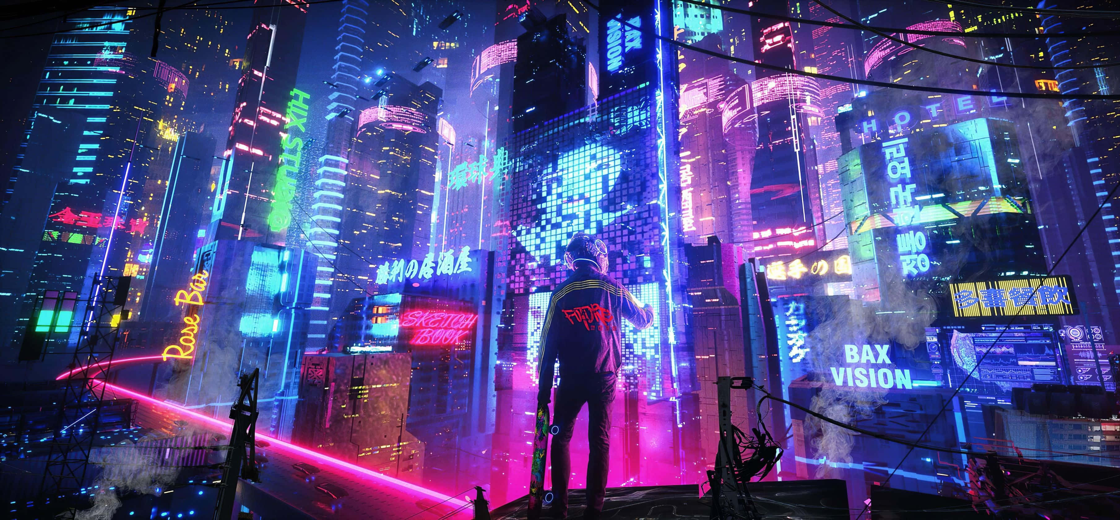 Ζήστε τα ζωντανά φώτα της Neon City Ταπετσαρία