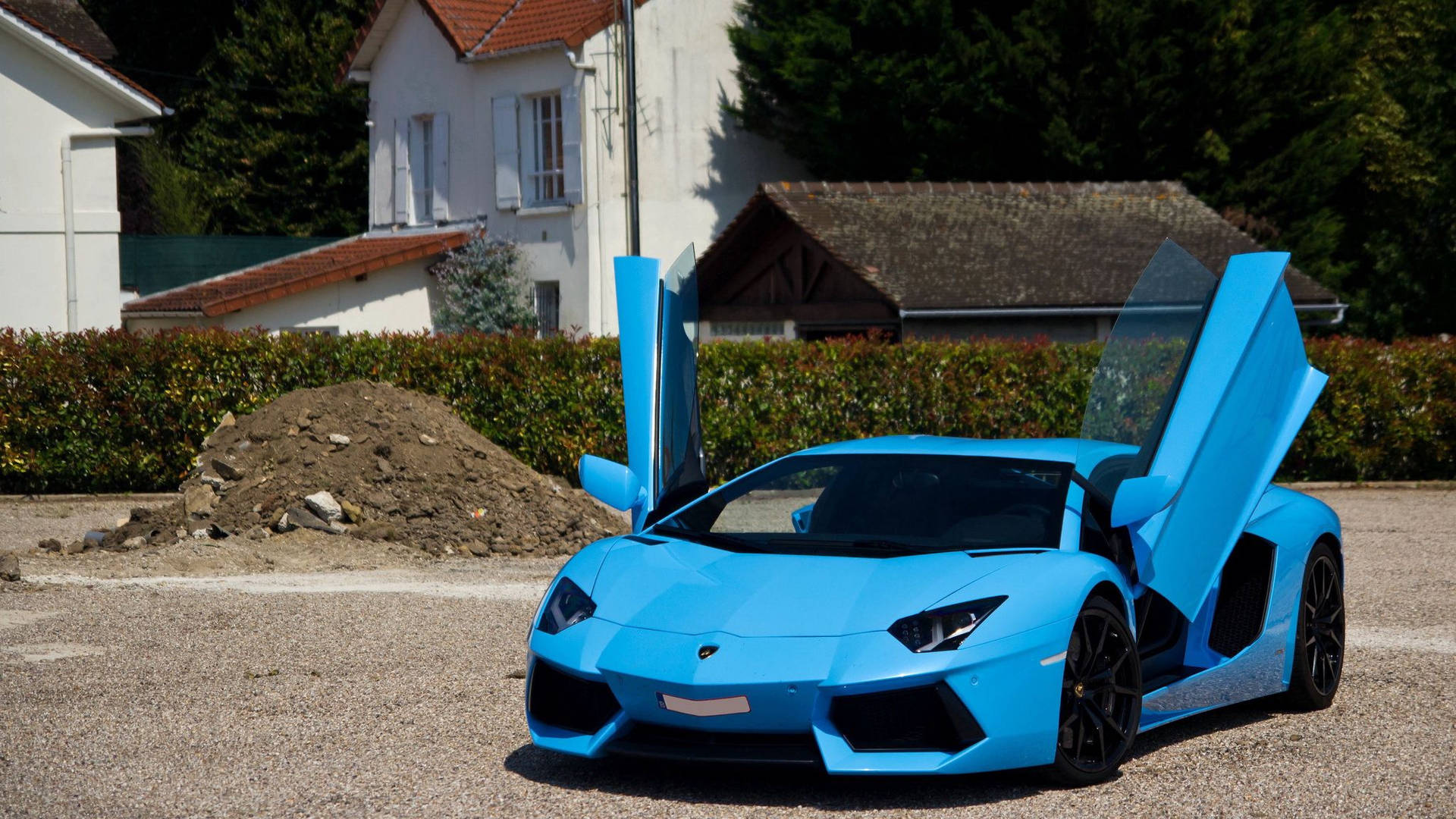 Γαλάζια Lamborghini Aventador με ανοιχτές πόρτες ταπετσαρία. — Lamborghini Ταπετσαρία