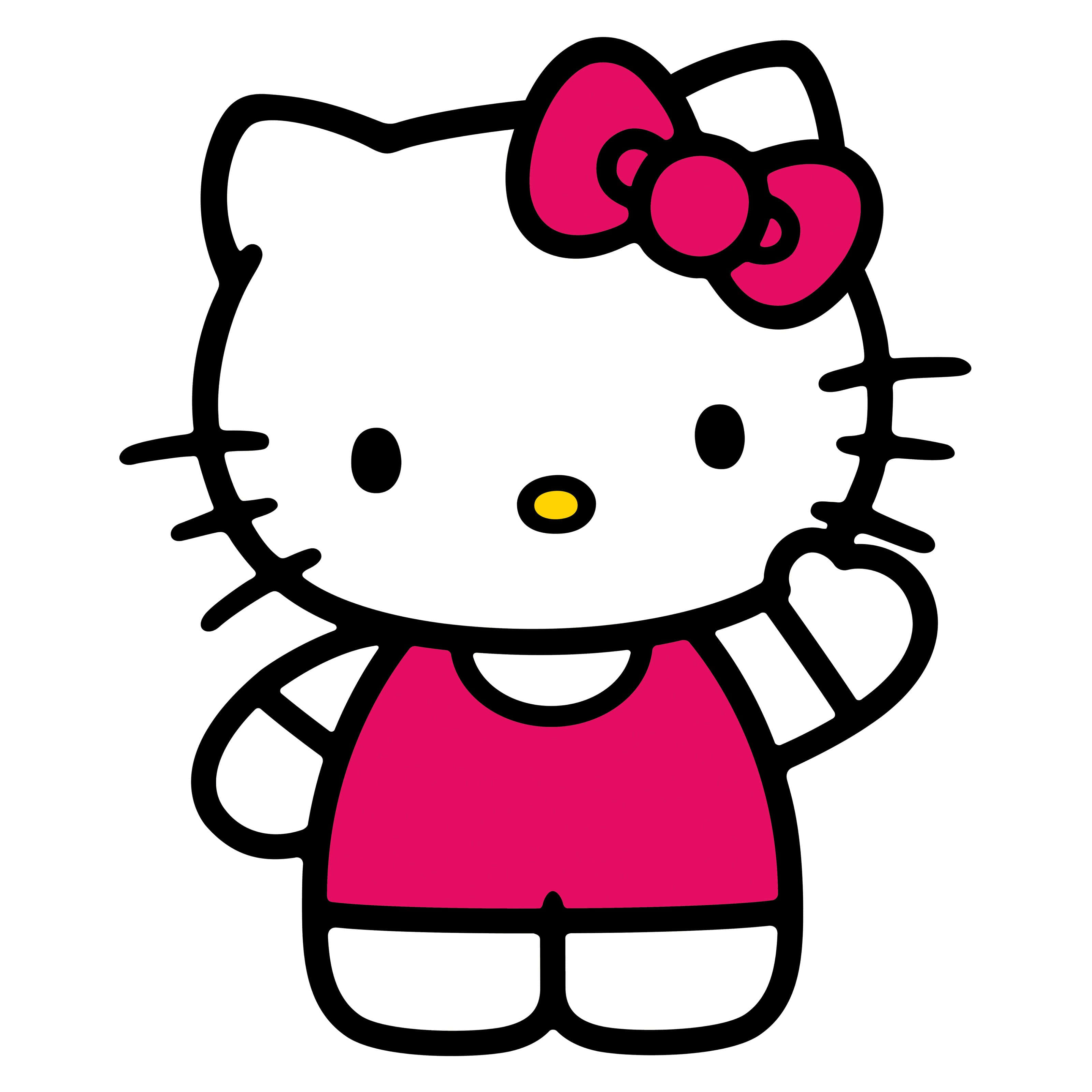 Η Hello Kitty χαιρετά σε ροζ φόντο Ταπετσαρία