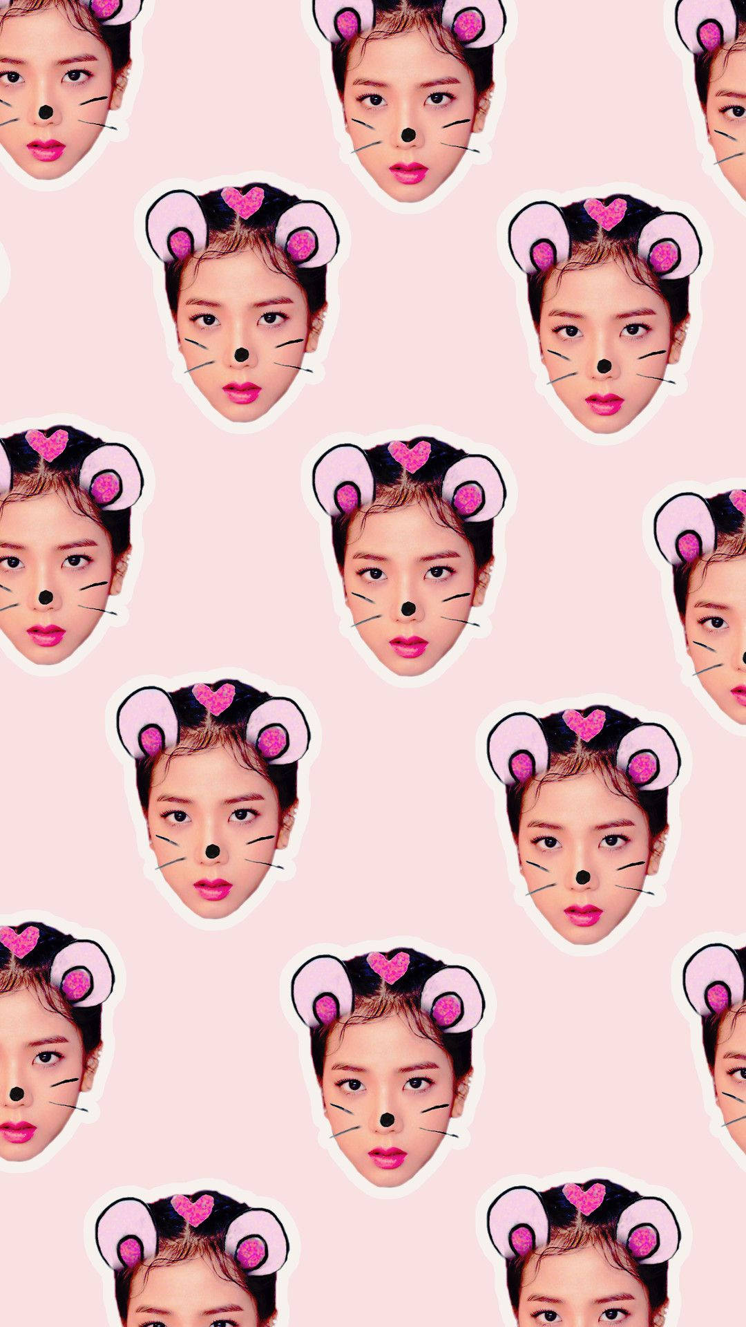 Χαριτωμένη ταπετσαρία με μοτίβο της Jisoo των Blackpink με αυτιά ζώου σε ροζ φόντο — Blackpink Ταπετσαρία