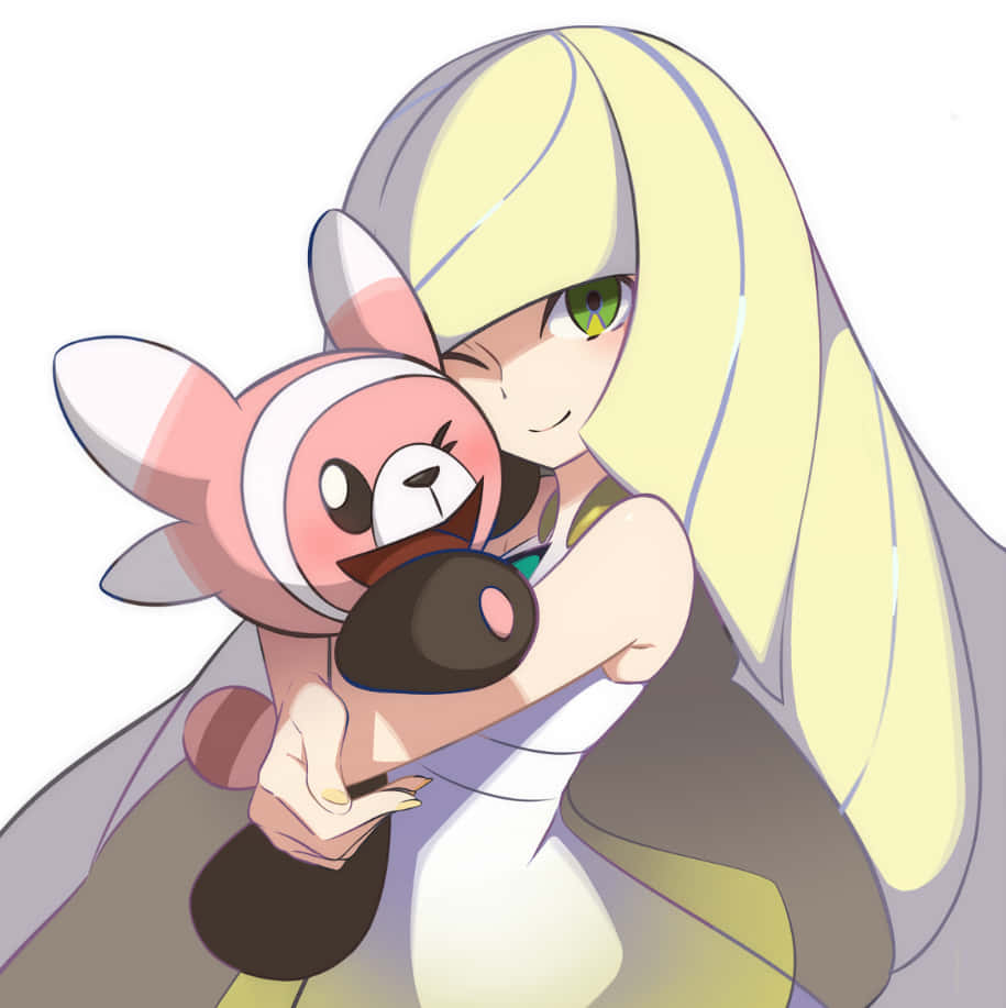 Η Lusamine αγκαλιάζει το Stufful Ταπετσαρία