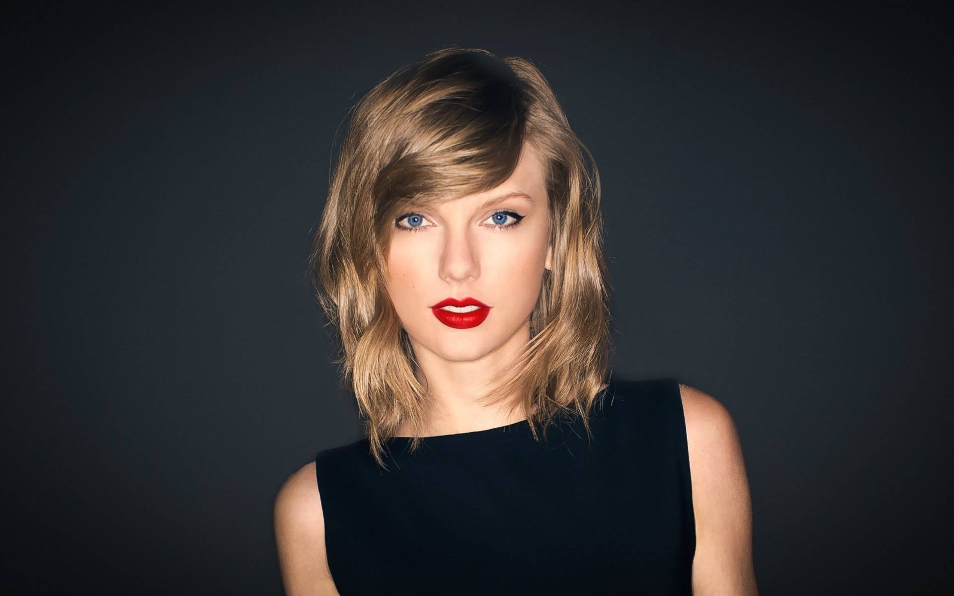 Ταπετσαρία φωτογραφίας της Taylor Swift με μαύρο αμάνικο τοπ. — Taylor Swift Ταπετσαρία