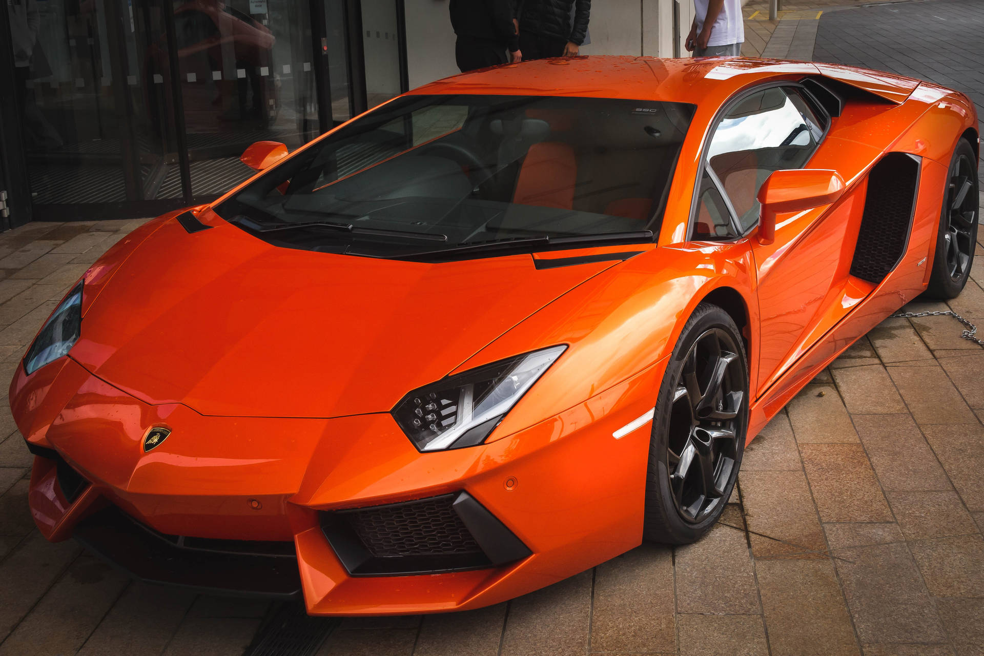 Ταπετσαρία πορτοκαλί Lamborghini Aventador μπροστά και πλάι — Lamborghini Ταπετσαρία