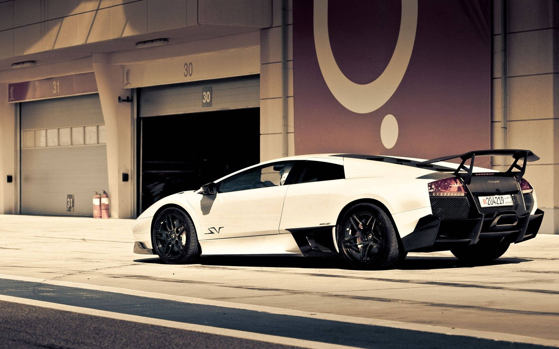 Ταπετσαρία λευκής Lamborghini Murcielago SV πλάι και πίσω — Lamborghini Ταπετσαρία