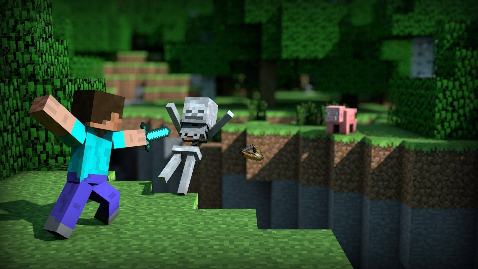 Minecraft Steve μάχη με σπαθί ταπετσαρία — Minecraft Ταπετσαρία