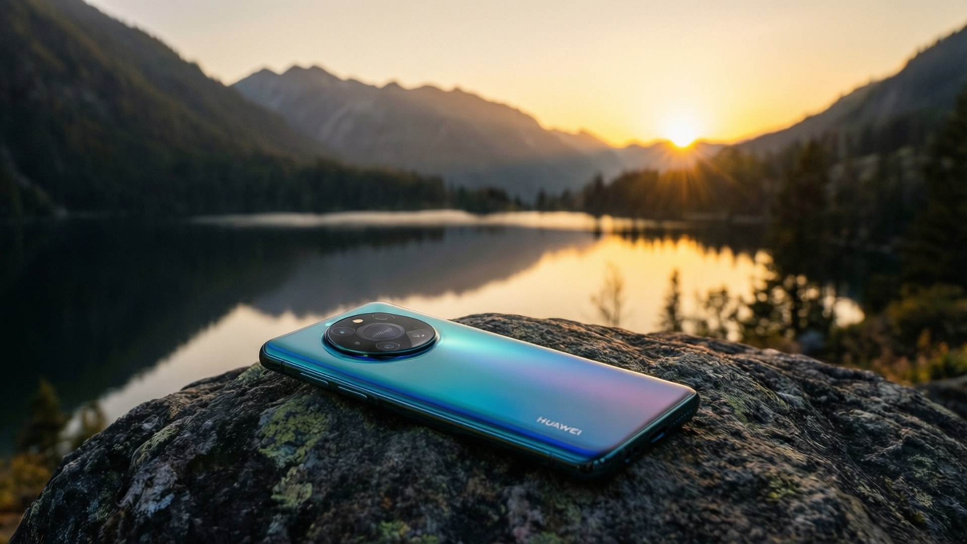 Ηλιοβασίλεμα στη λίμνη με Huawei Ταπετσαρία