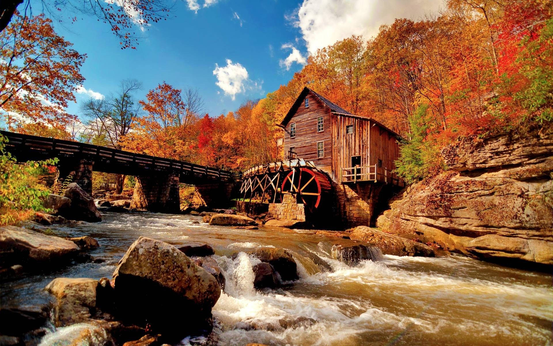 Ηλιόλουστο Φθινόπωρο στο Grist Mill Ταπετσαρία
