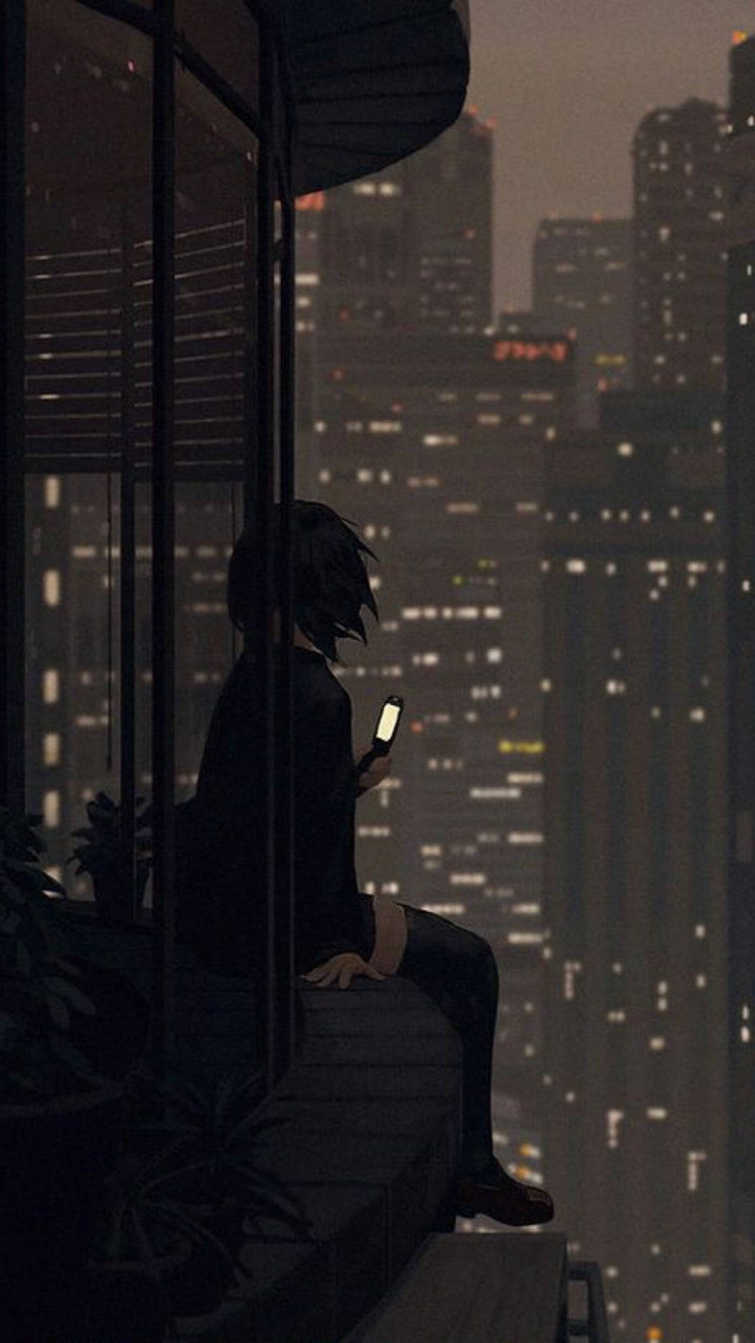 Θλιβερή Αισθητική Φώτων Πόλης Anime — Ανιμέ πόλη GIF Ταπετσαρία