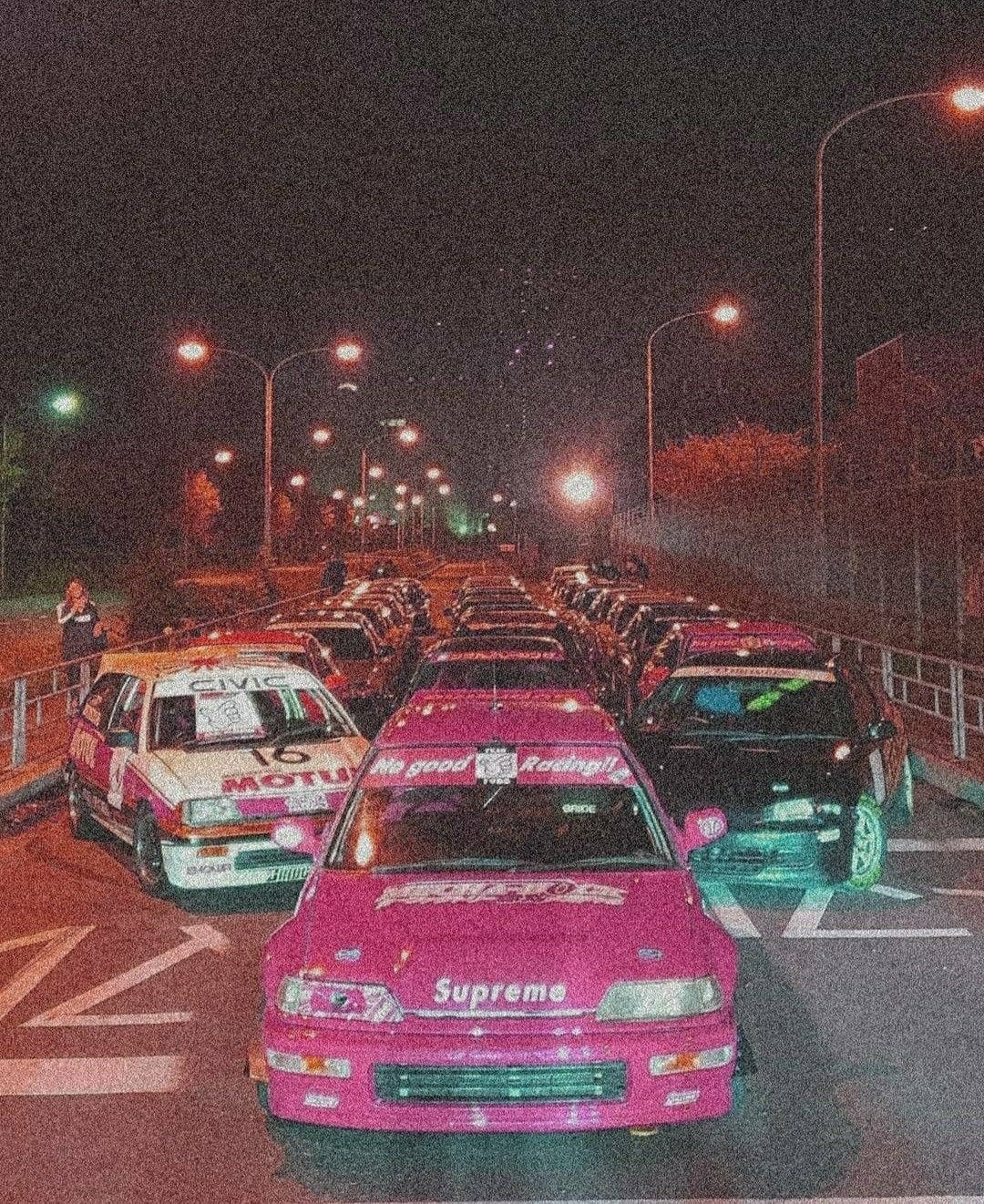 Θολά JDM Αυτοκίνητα Τη Νύχτα Ταπετσαρία