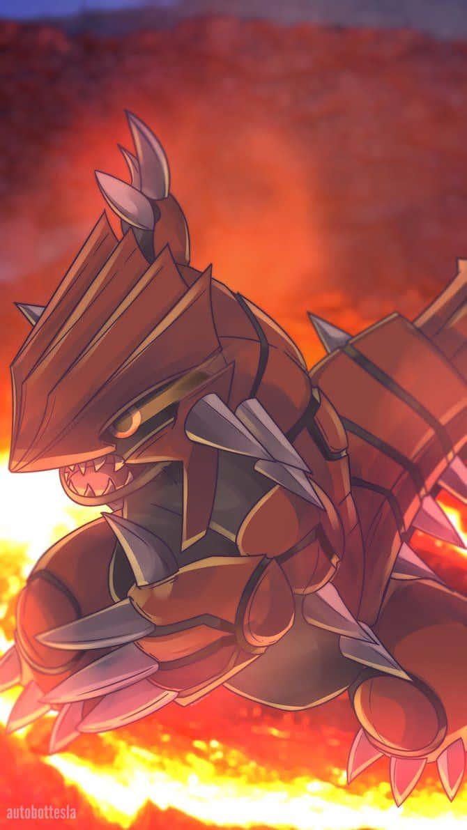 Θρυλικός Groudon Περικυκλωμένος από Φωτιά Ταπετσαρία