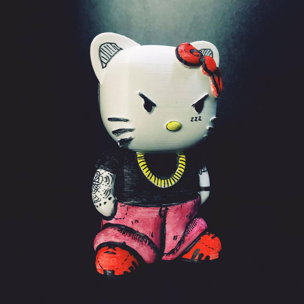 Θυμωμένη Hello Kitty Halloween ως Κακοποιός Ταπετσαρία
