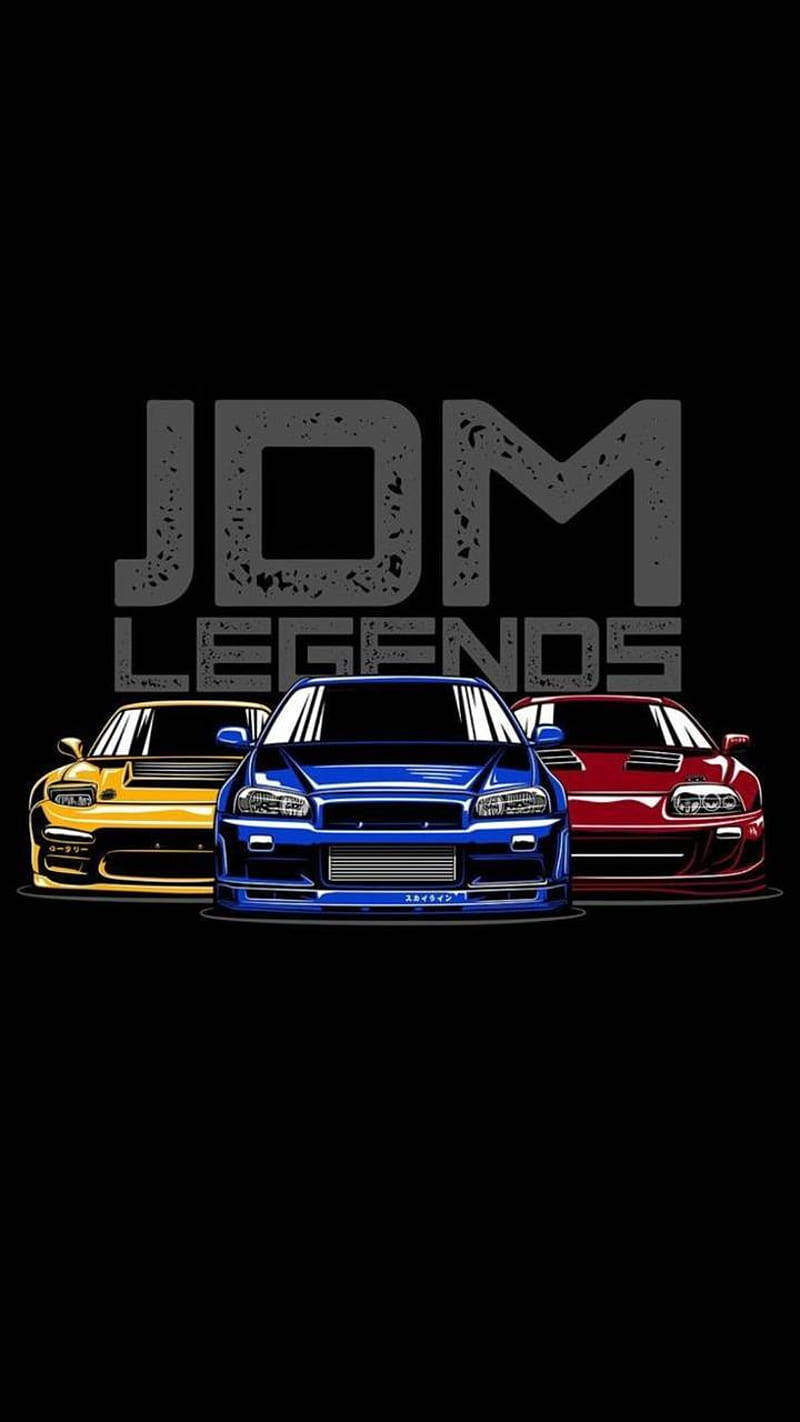 Ιαπωνικά αυτοκίνητα JDM σε μαύρο φόντο Ταπετσαρία