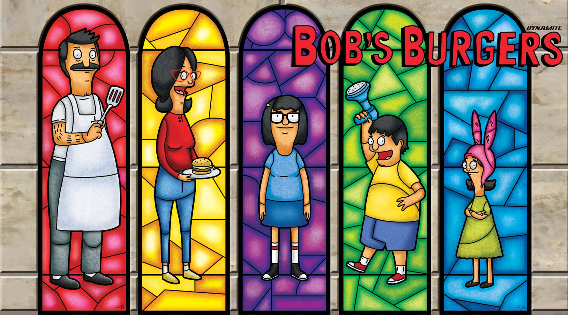 Καλλιτεχνικό βιτρό με φόντο το Bob's Burgers Ταπετσαρία