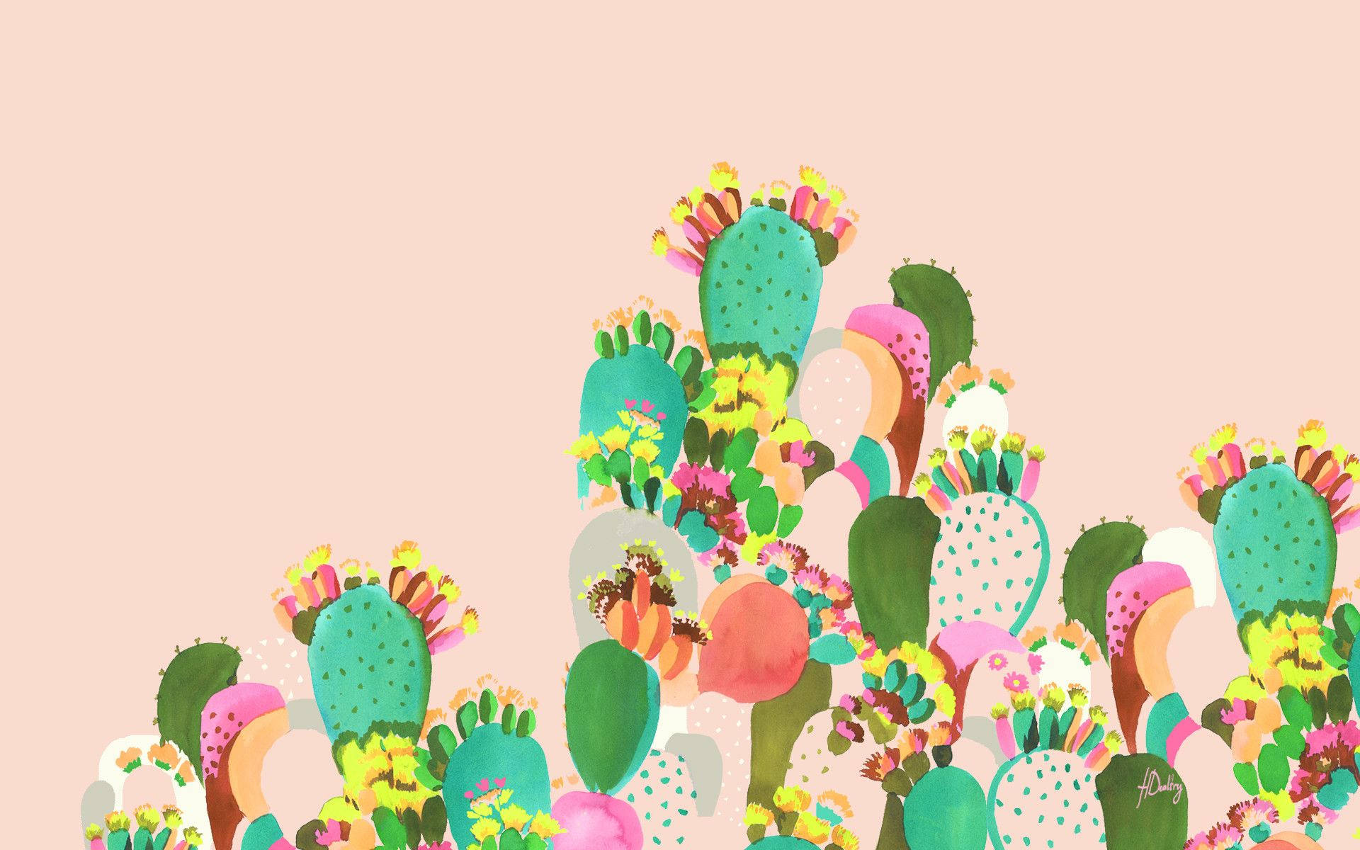 Καλοκαιρινή Αισθητική Ζωγραφική Κάκτου Ταπετσαρία