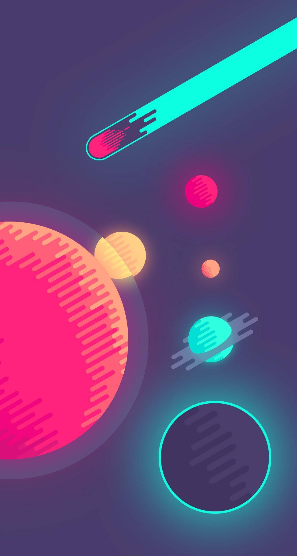 Καρτουνίστικοι Νέον Πλανήτες Indie Τηλέφωνο Ταπετσαρία