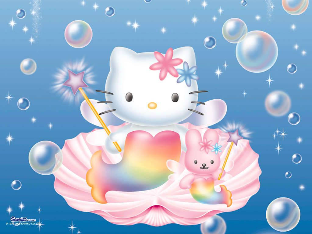 Καρτούν Σειρήνα Λαγουδάκι και Hello Kitty PFP Ταπετσαρία