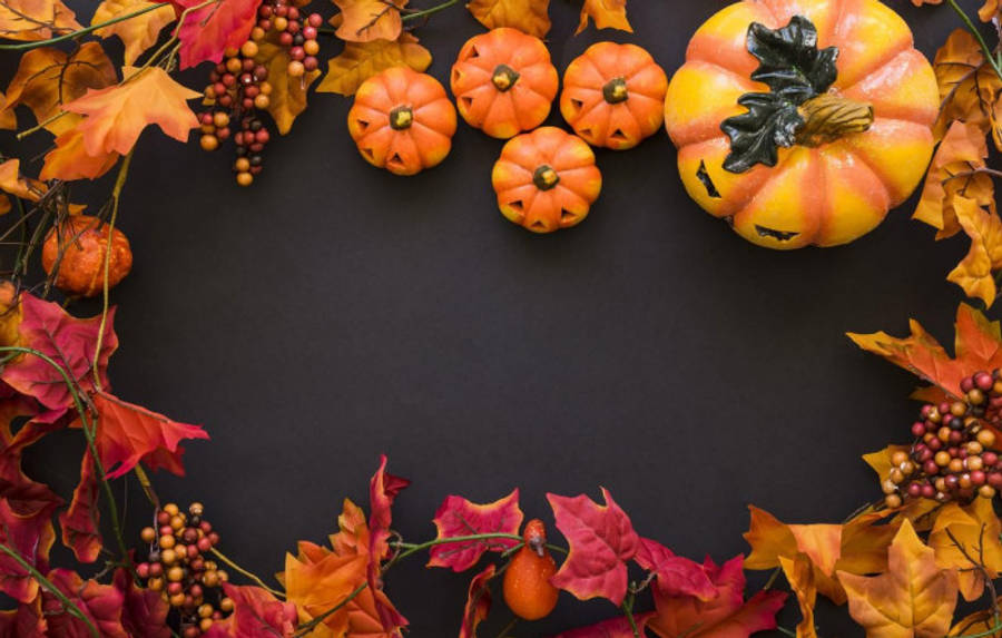 Κολοκύθες και Φύλλα Φθινοπώρου Halloween Ταπετσαρία