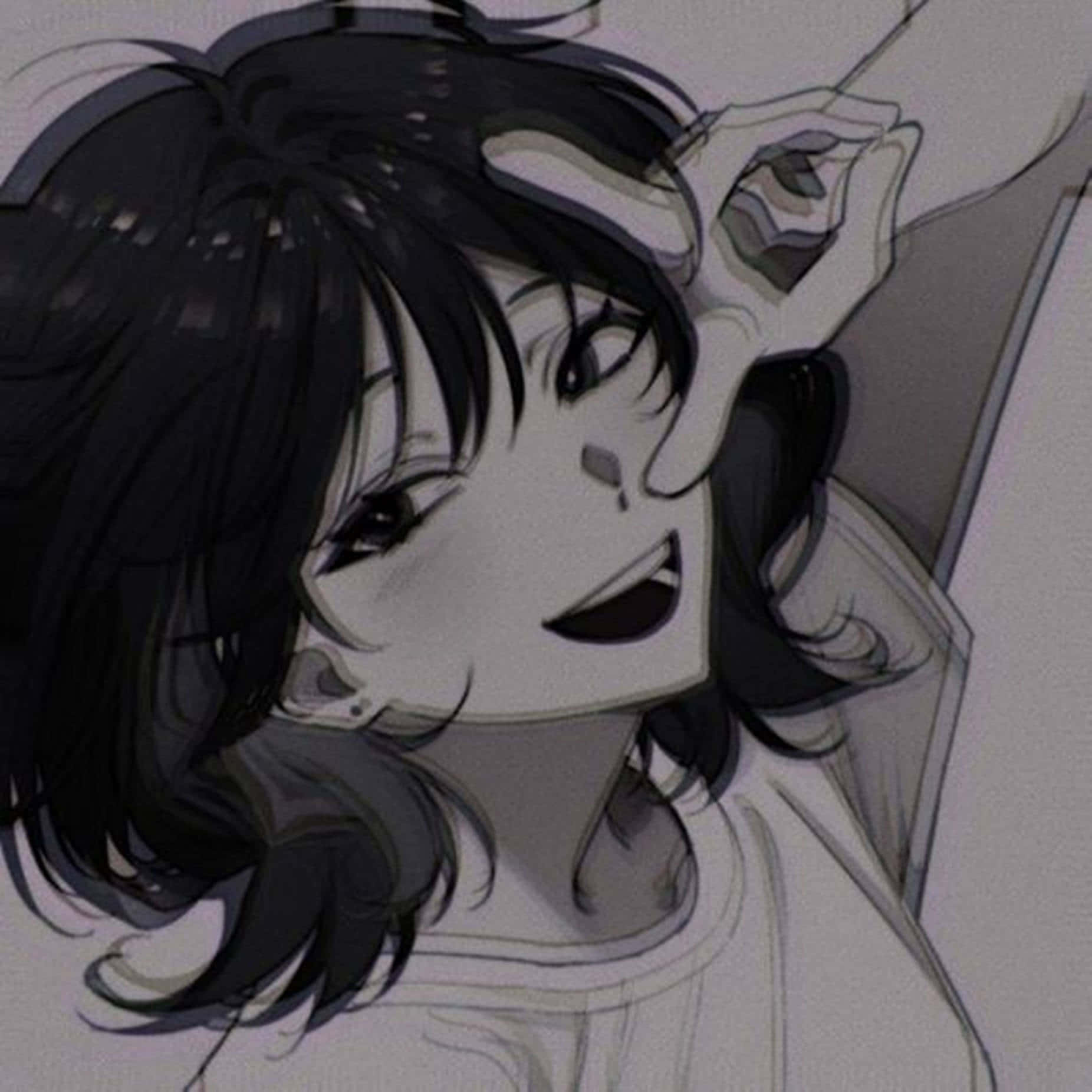 Κορίτσι Anime Pfp Σήμα Ειρήνης — Χαριτωμένο anime GIF Ταπετσαρία