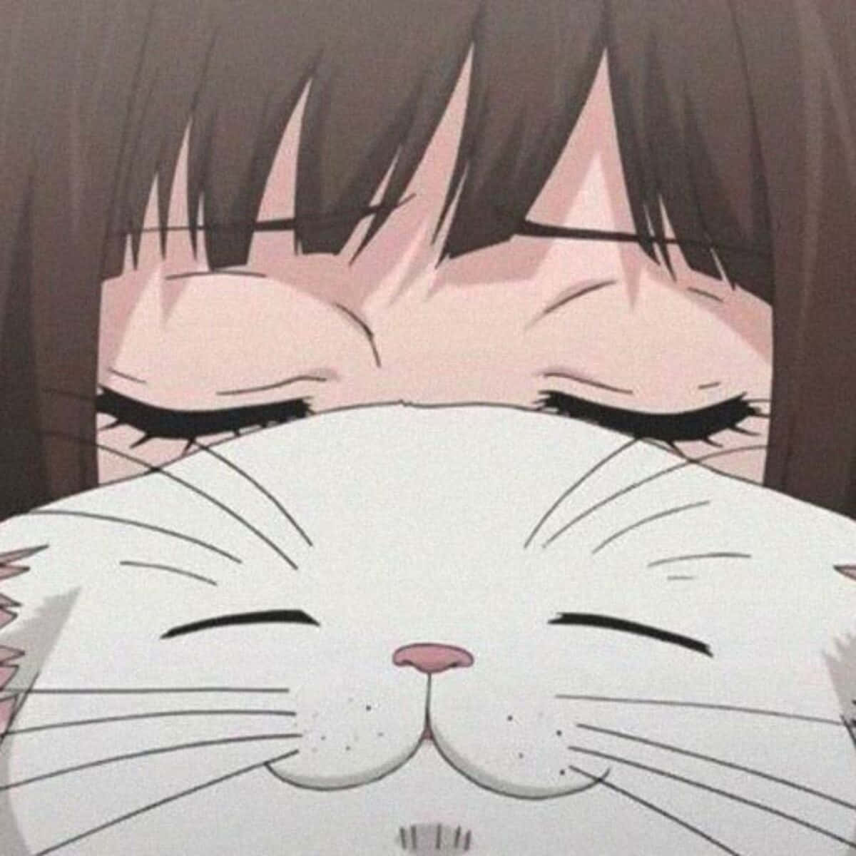 Κορίτσι Anime και Γάτα Ταπετσαρία