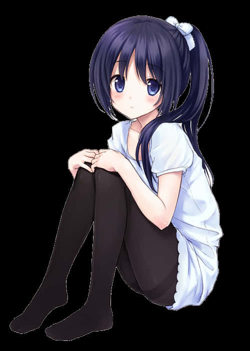Κορίτσι Anime με Μπλε Μαλλιά Καθισμένο — Cool anime GIF Ταπετσαρία