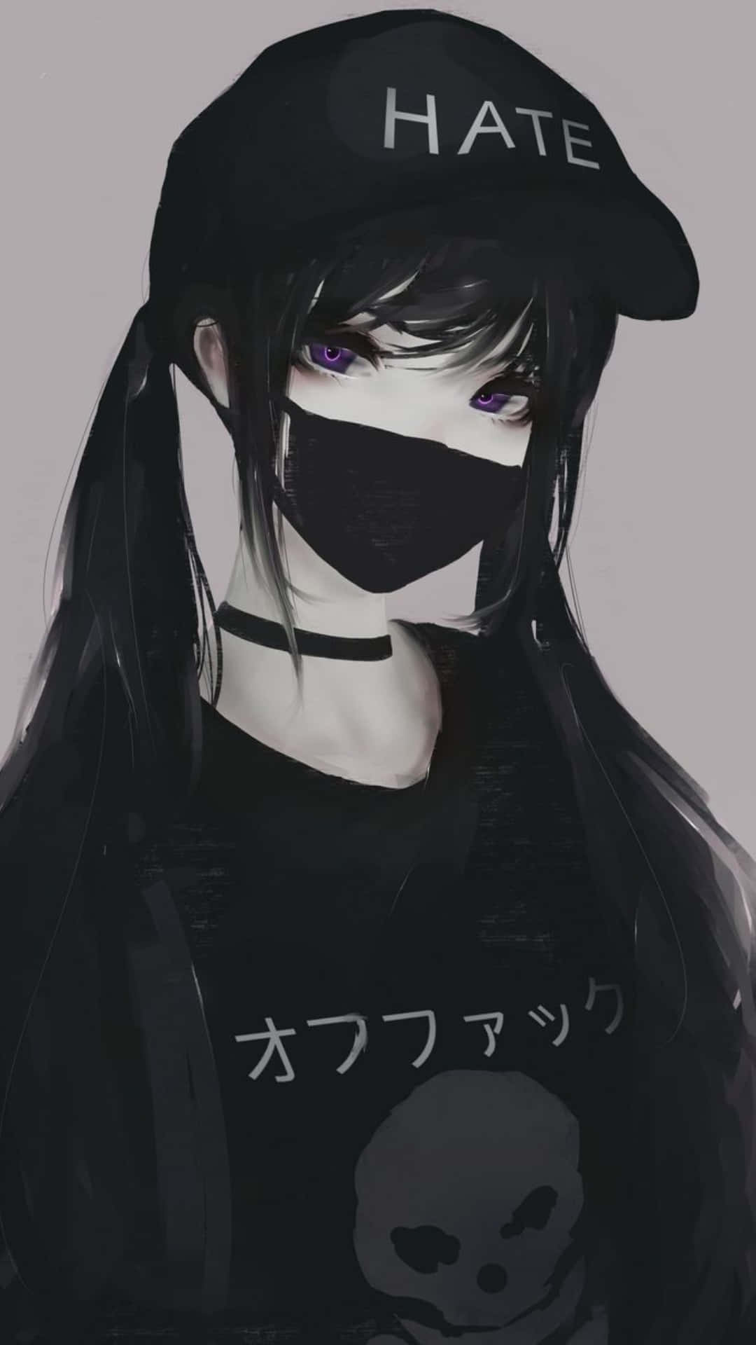 Κορίτσι με Πλεξούδες Σκοτεινή Αισθητική Anime Εικόνα Προφίλ — Μαύρη αισθητική GIF Ταπετσαρία