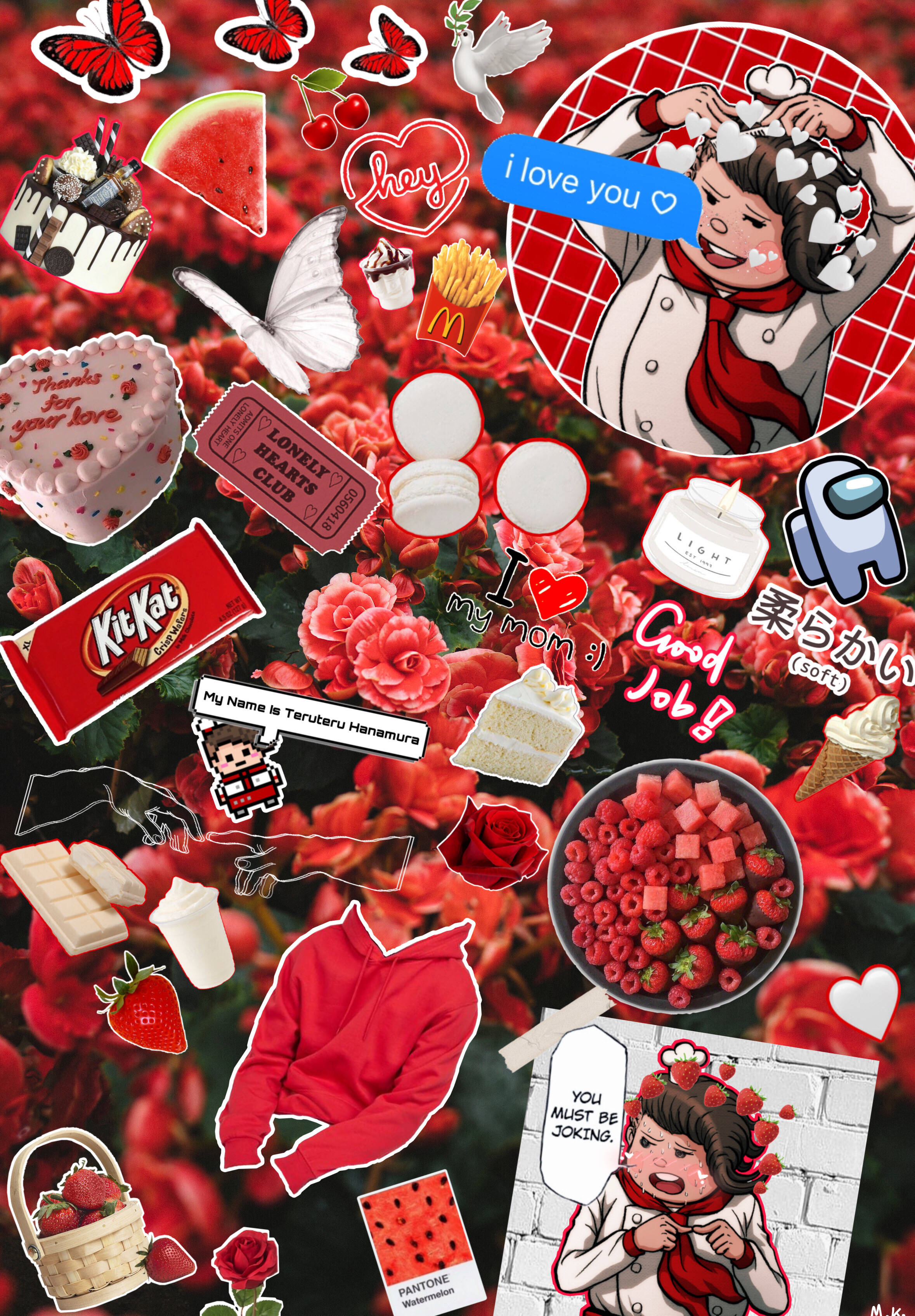 Κόκκινα Λουλούδια Kitkat Picsart Ταπετσαρία
