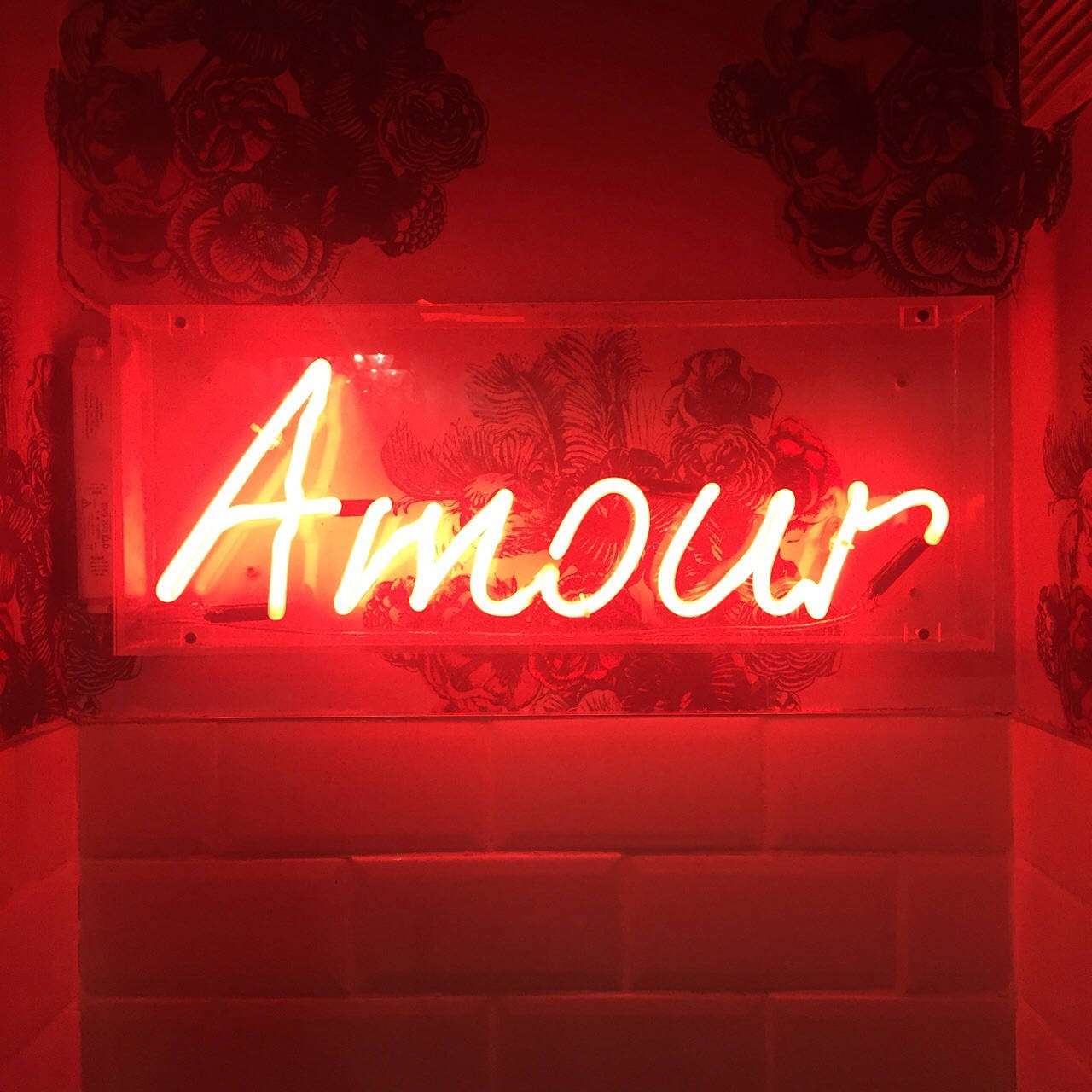 Κόκκινη Νέον Αισθητική Amour Ταπετσαρία