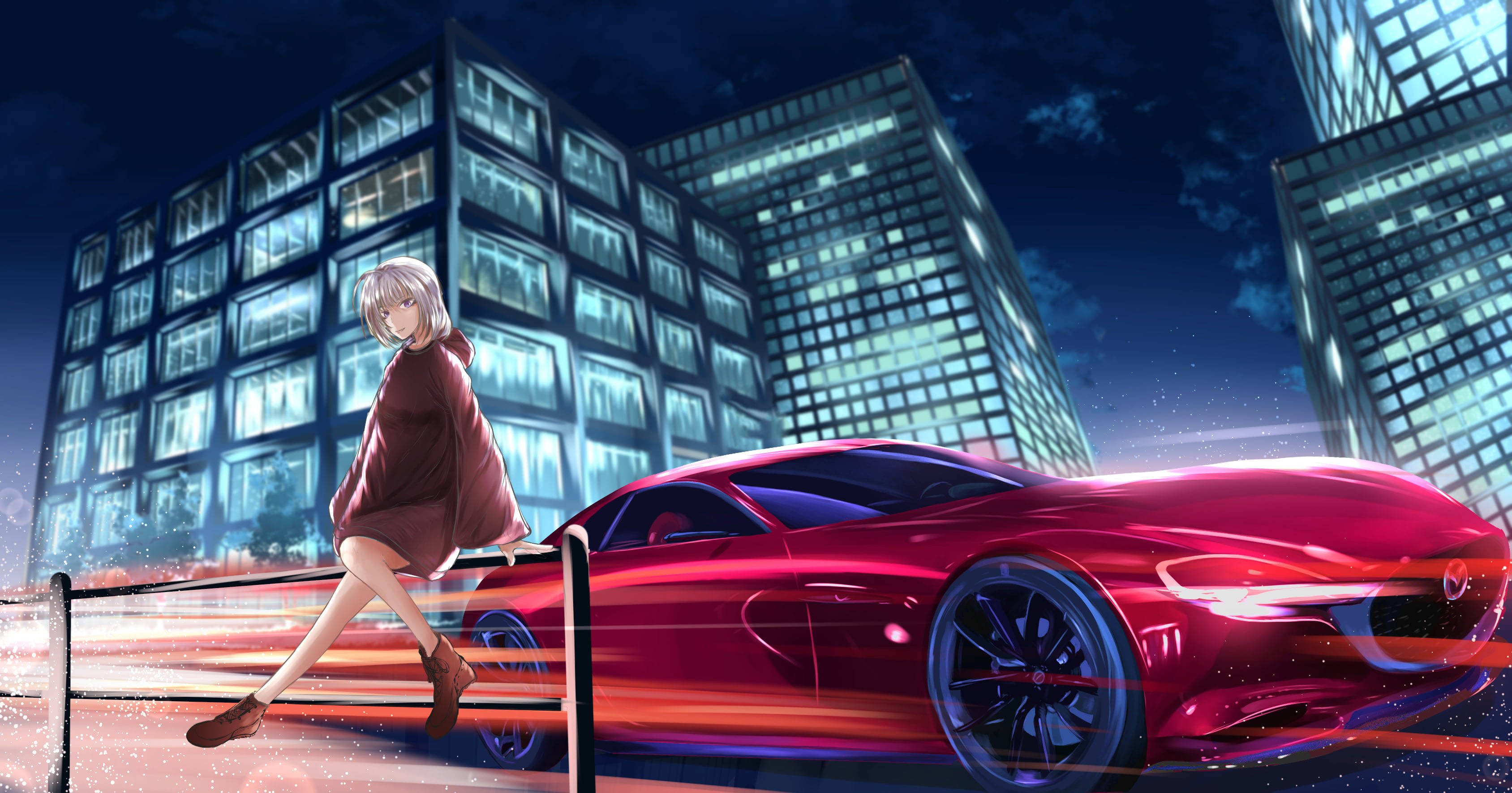 Κόκκινο Anime Αυτοκίνητο Mazda Ταπετσαρία