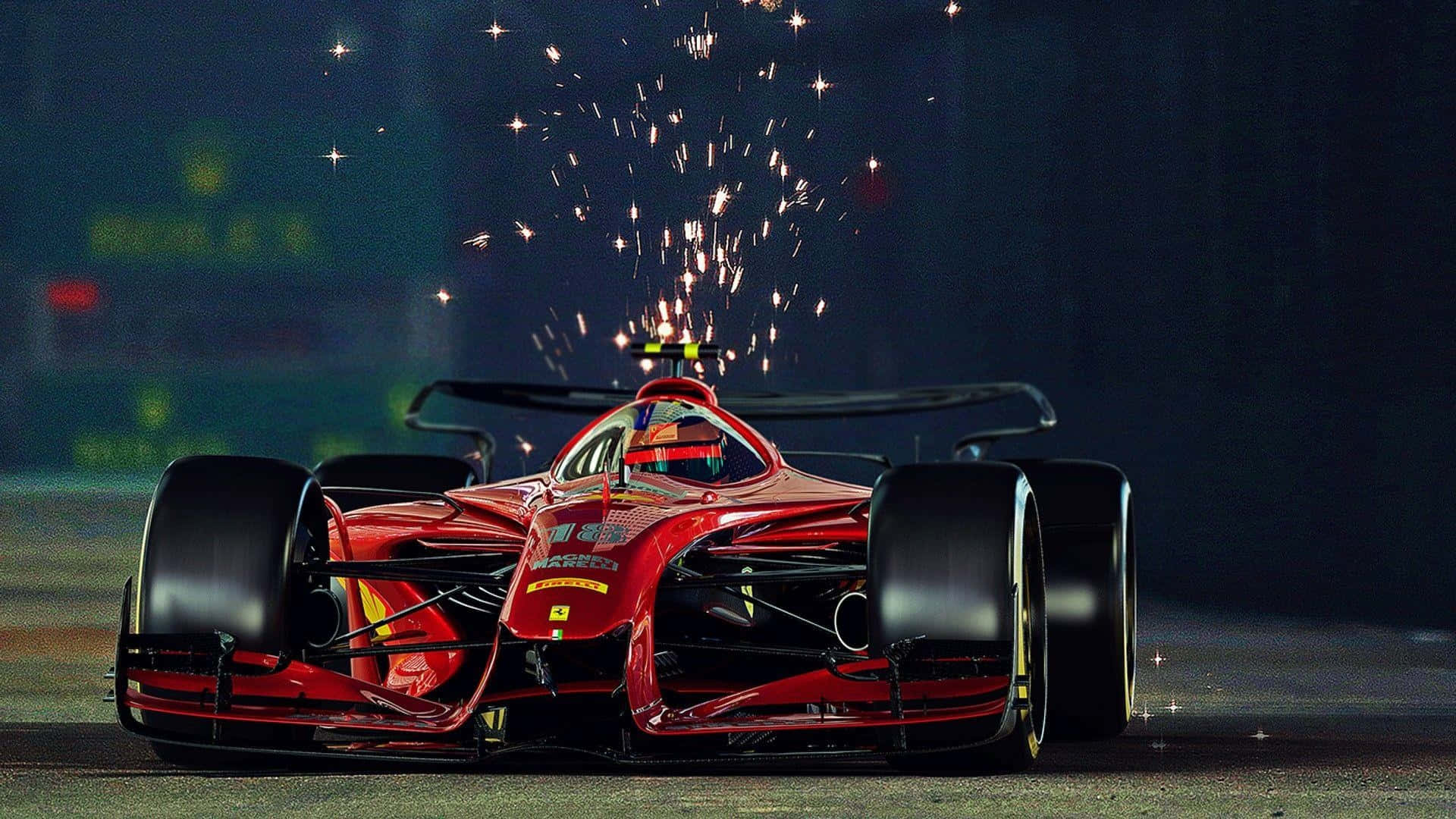 Κόκκινο Αγωνιστικό Αυτοκίνητο F1 με Σπινθήρες Ταπετσαρία
