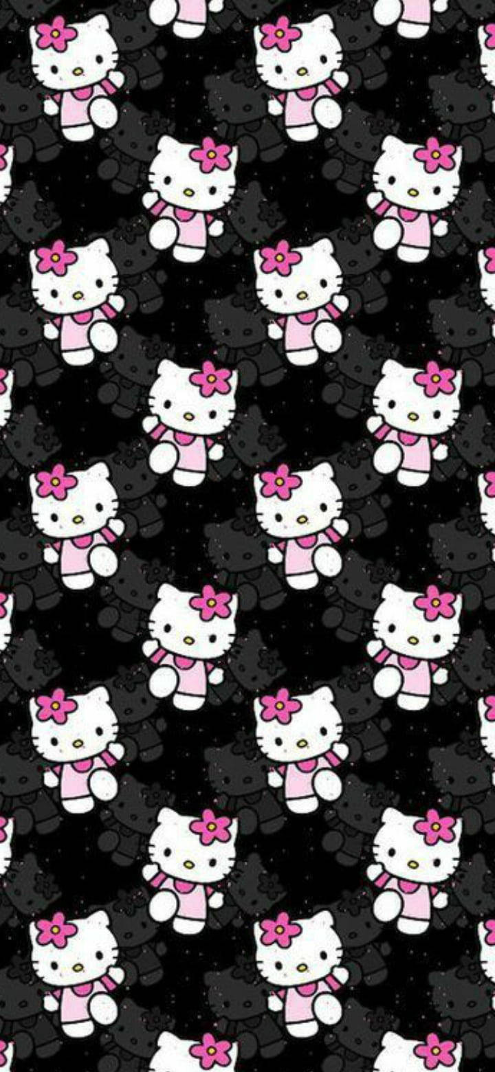 Λεζάντα: Αξιολάτρευτο Μαύρο Σχέδιο Hello Kitty Ταπετσαρία