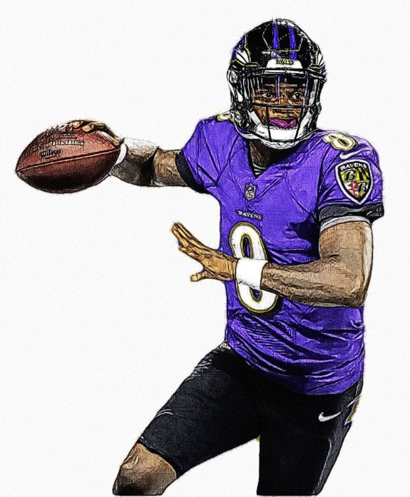 Λεπτομερές Έργο Τέχνης του Lamar Jackson Ταπετσαρία