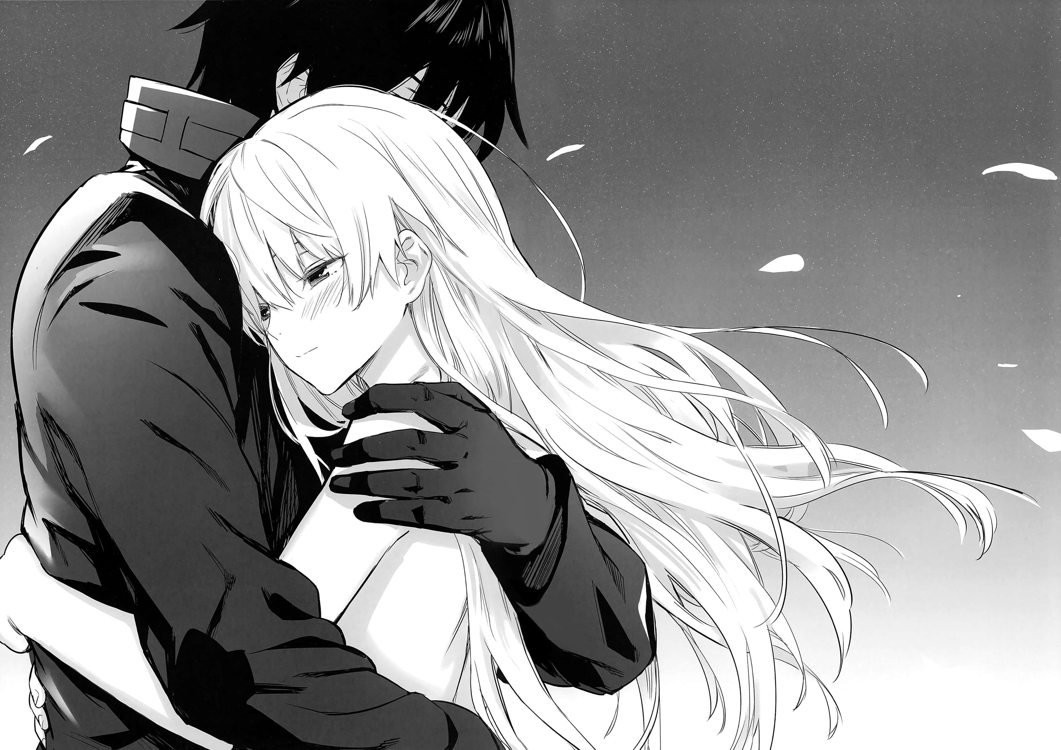 Λευκό και Μαύρο Anime Avatar Ζευγαριού Ταπετσαρία