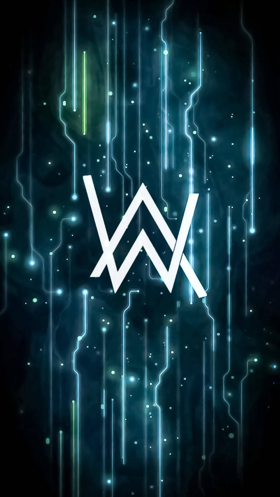 Λευκό λογότυπο του Alan Walker με αφηρημένο φόντο Ταπετσαρία