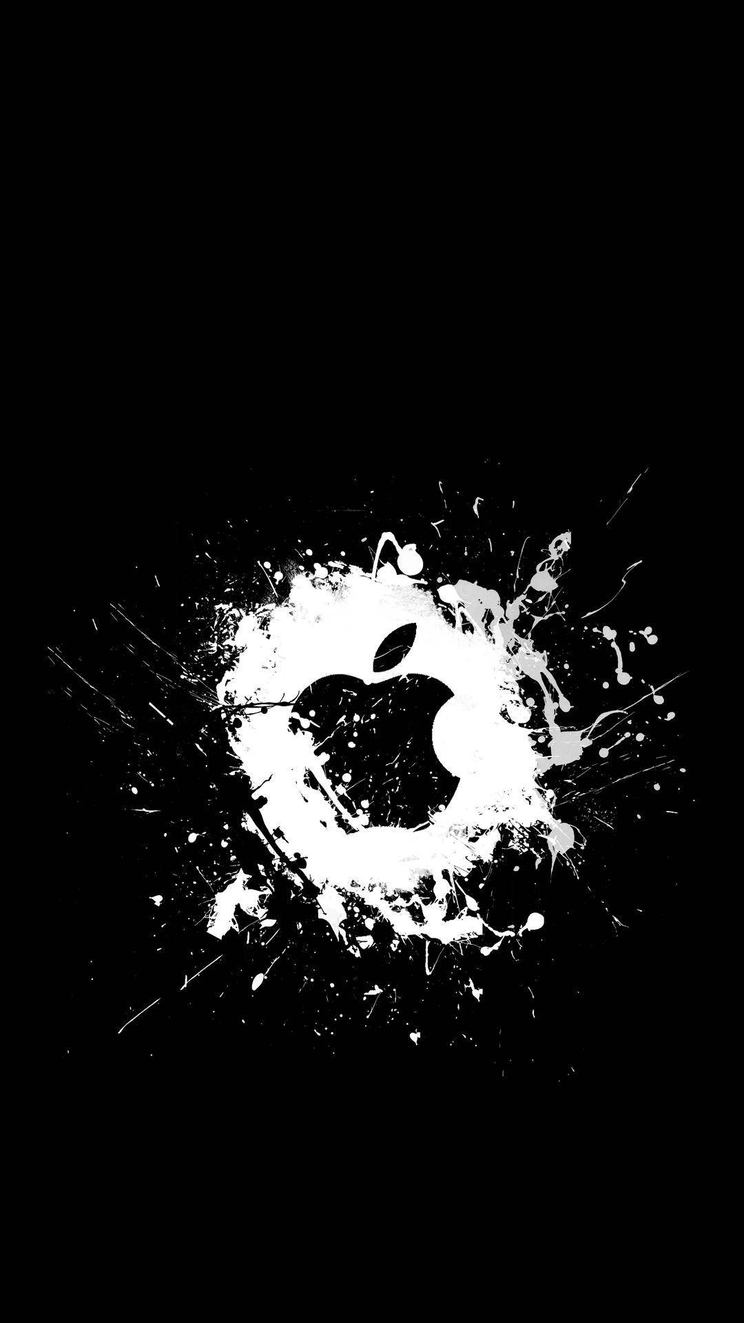 Λευκό Πιτσίλισμα Μαύρο Λογότυπο Apple iPhone Ταπετσαρία