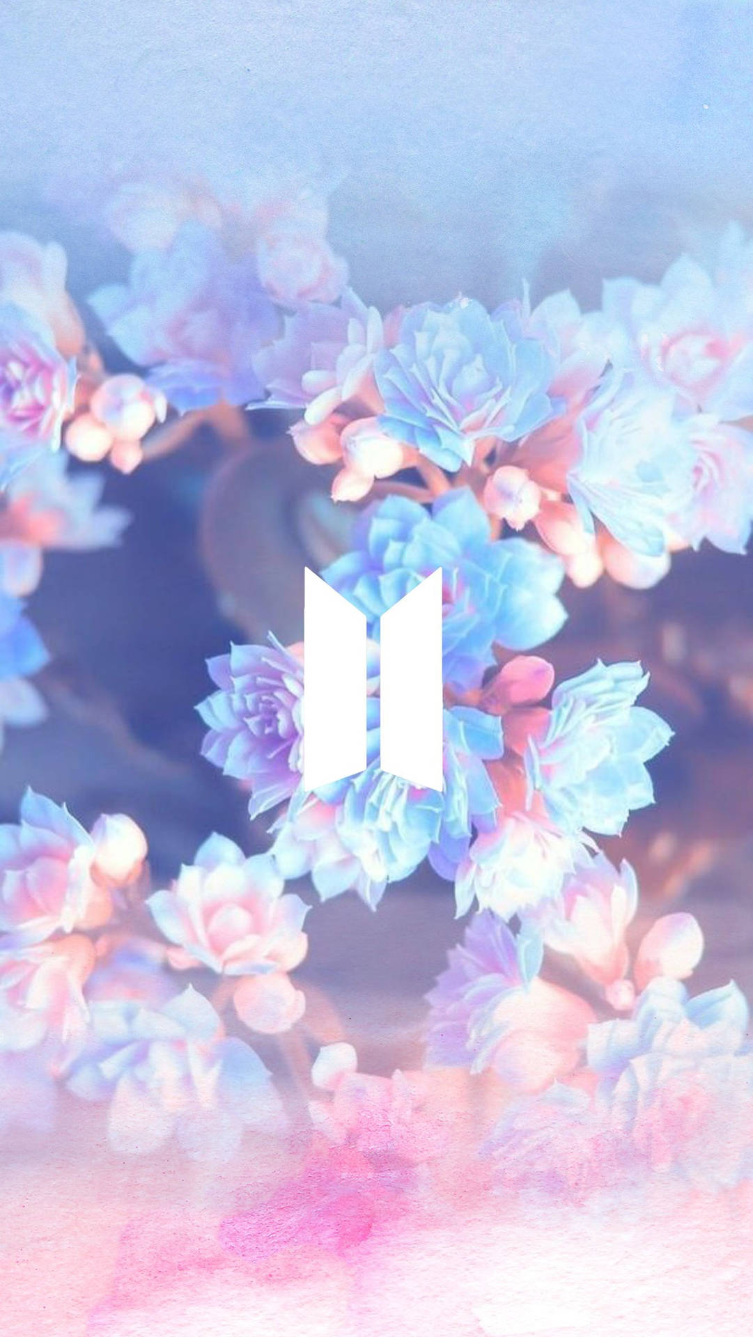 Ταπετσαρία λογότυπου BTS με λουλούδια — Bts λογότυπο GIF Ταπετσαρία