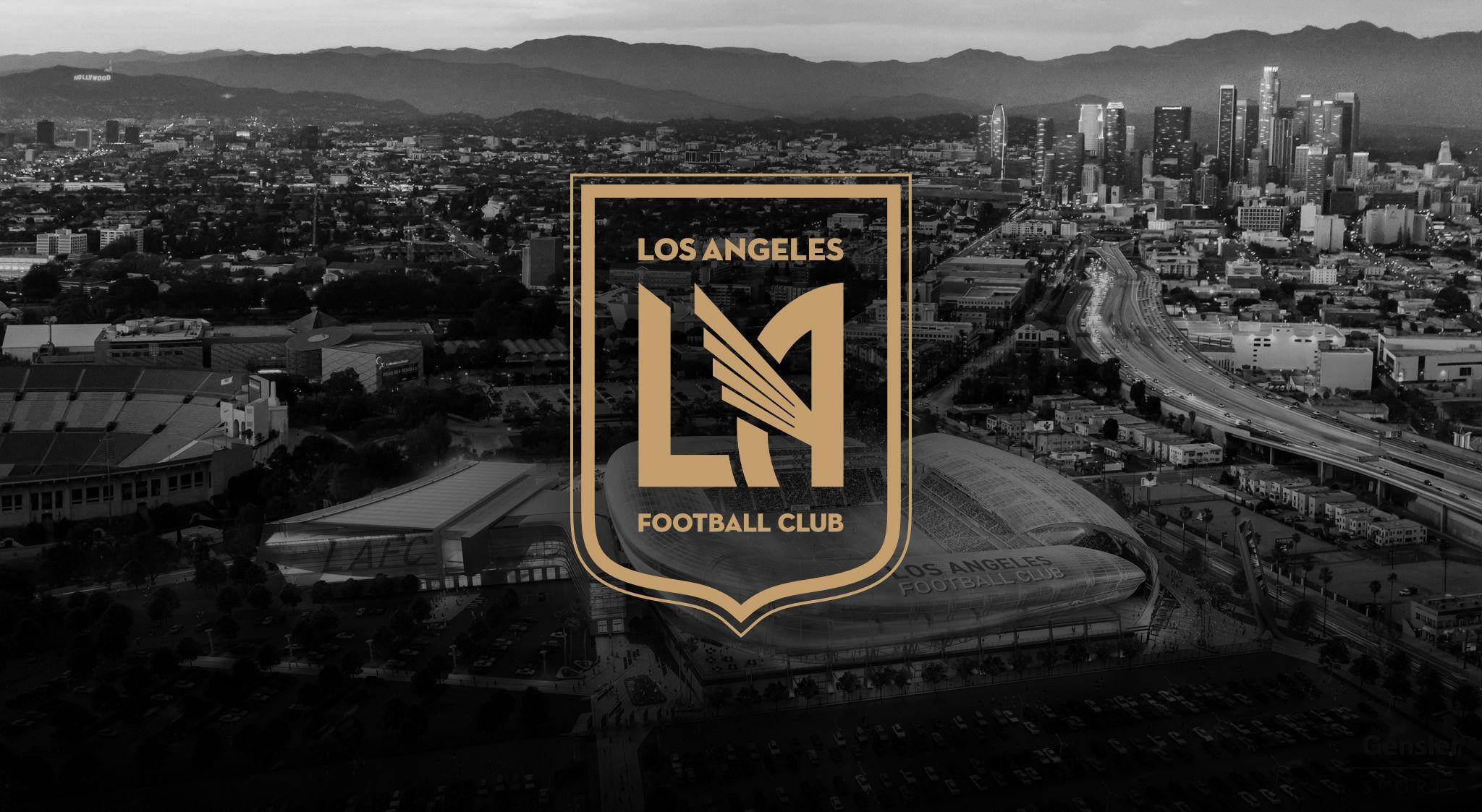 Λογότυπο LAFC με ασπρόμαυρη πόλη Ταπετσαρία