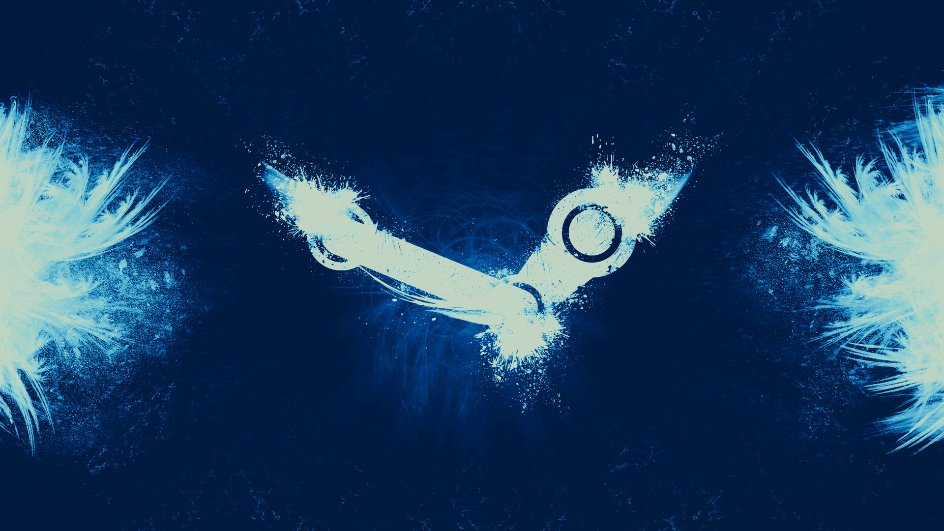 Λογότυπο gaming Steam με λευκή μπογιά 4k ταπετσαρία.